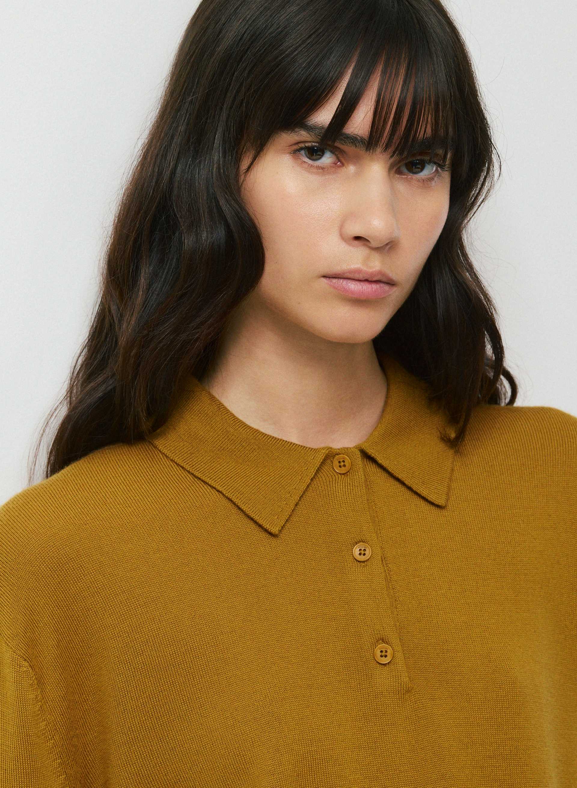 BARE MERINO WOOL LINNET POLO SWEATER | Aritzia