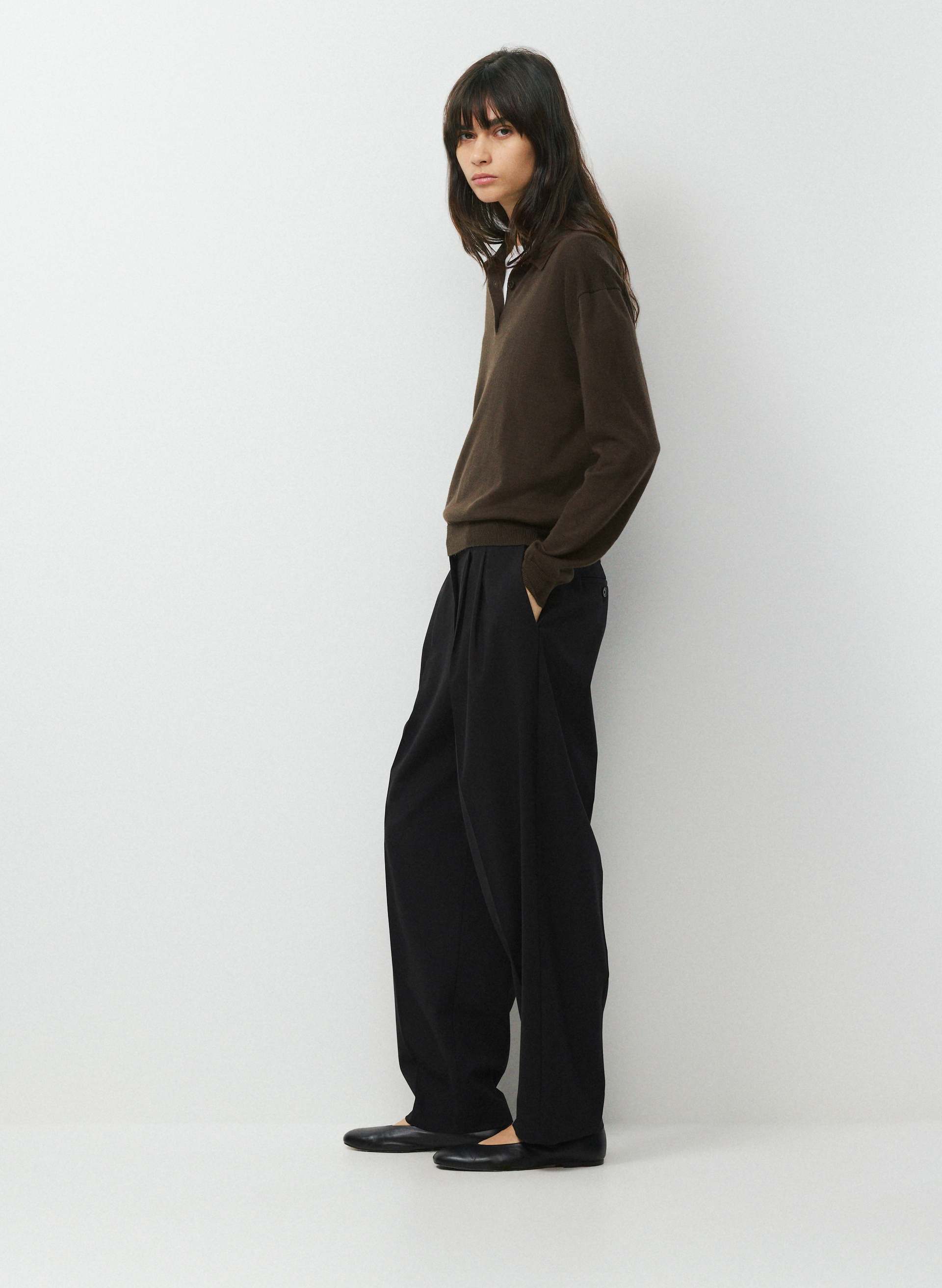 BARE MERINO WOOL ASPECT POLO SWEATER | Aritzia