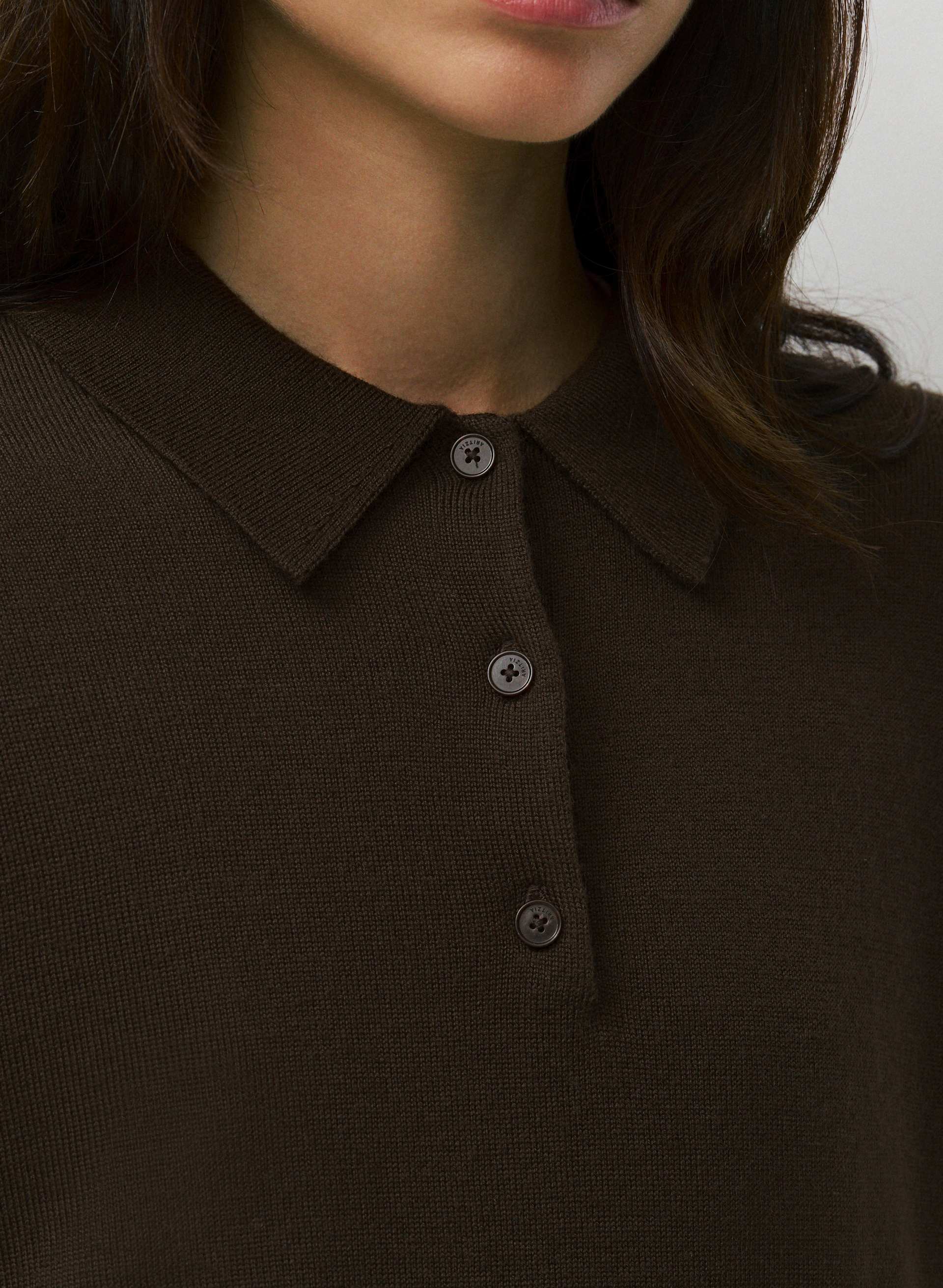 BARE MERINO WOOL ASPECT POLO SWEATER | Aritzia
