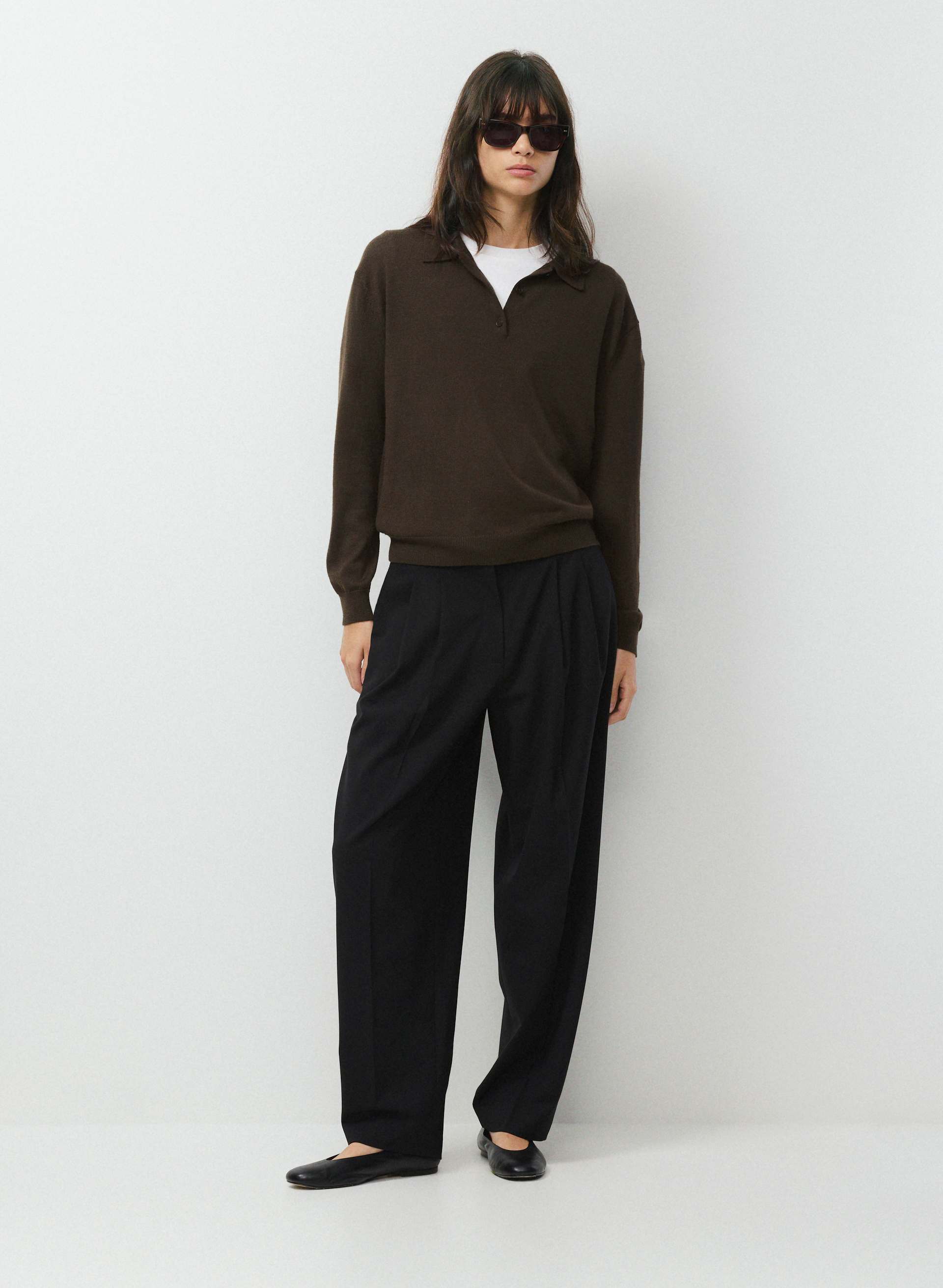 BARE MERINO WOOL ASPECT POLO SWEATER | Aritzia