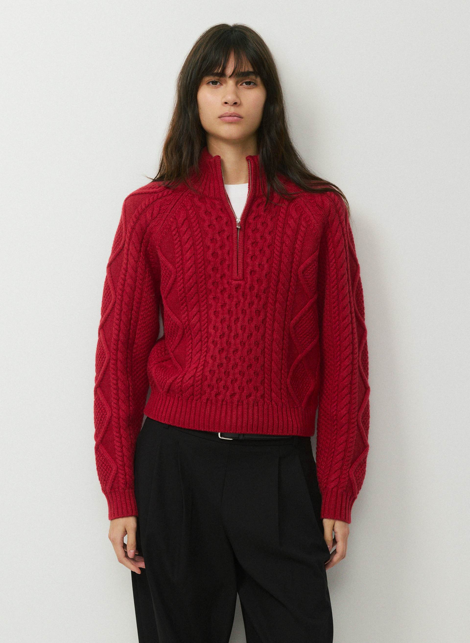 CABLE KNIT MERINO WOOL MASTERY 1/4 ZIP | Aritzia