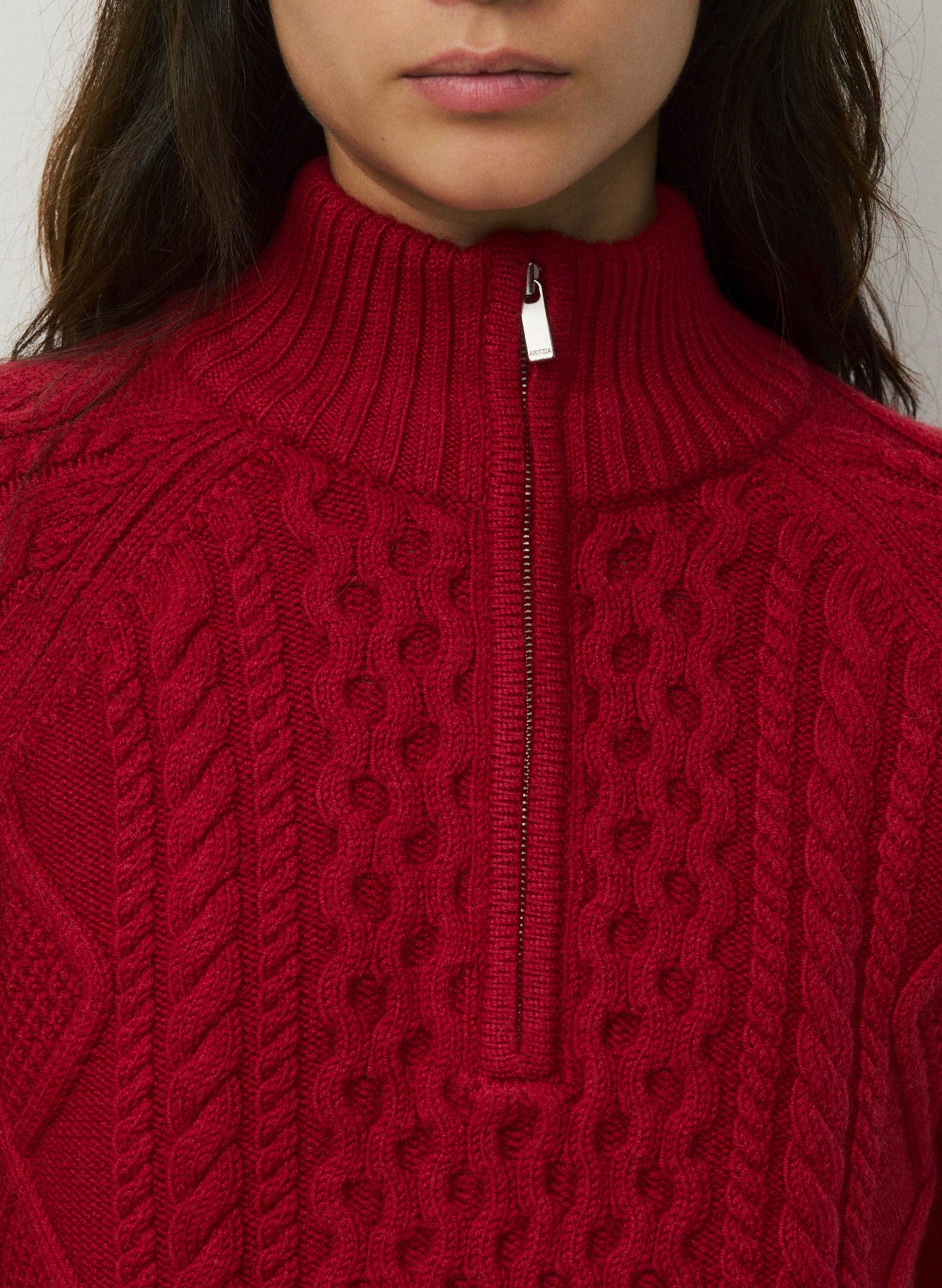 CABLE KNIT MERINO WOOL MASTERY 1/4 ZIP | Aritzia
