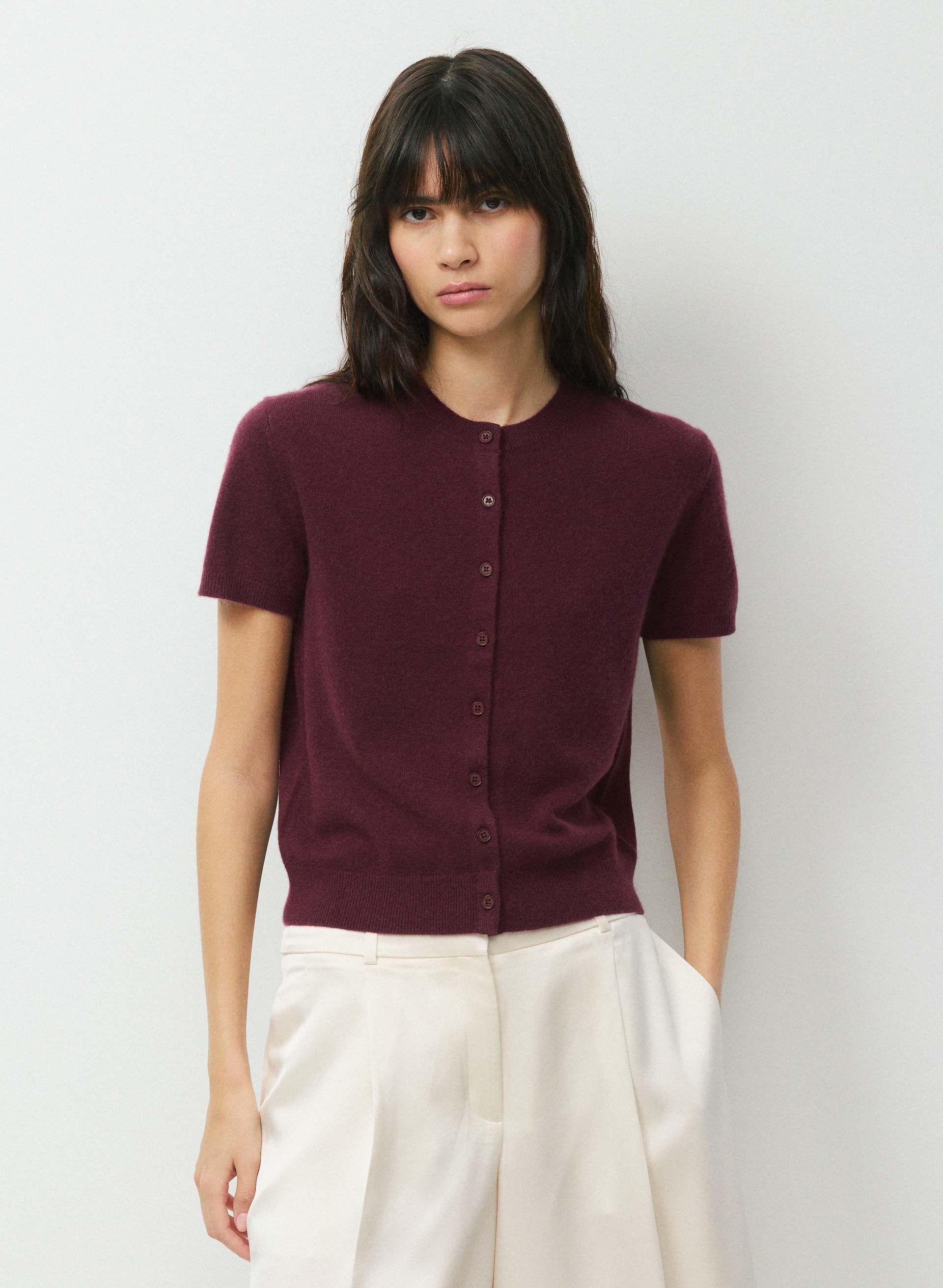 BARE CASHMERE NOTEWORTHY SHORTSLEEVE CARDIGAN | Aritzia