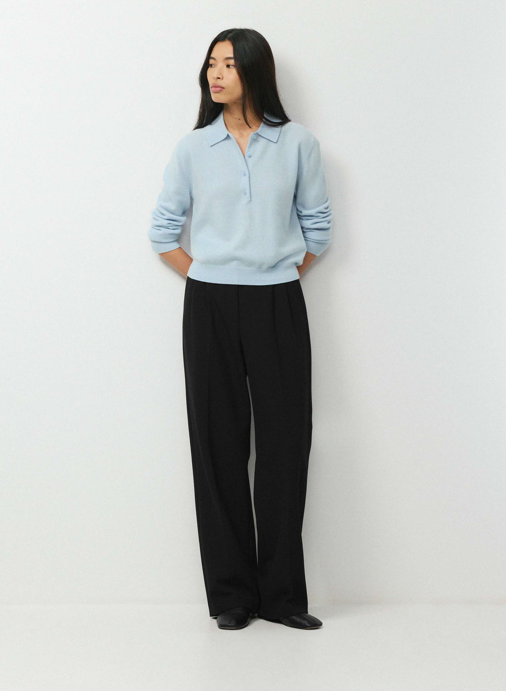 BARE CASHMERE CELLINI SWEATER - Lightweight 100% cashmere polo sweater. 