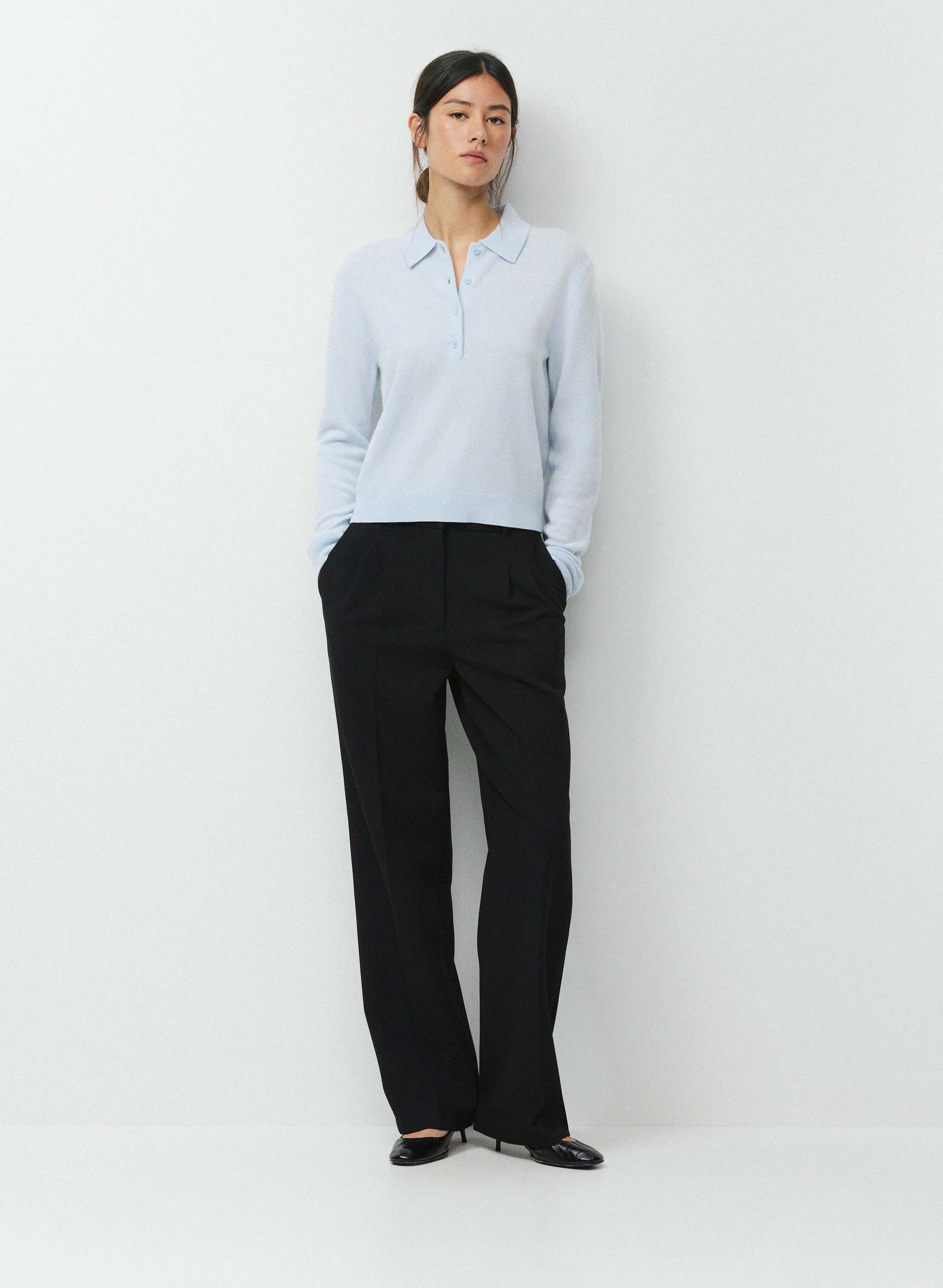 BARE CASHMERE CELLINI SWEATER - Lightweight 100% cashmere polo sweater. 