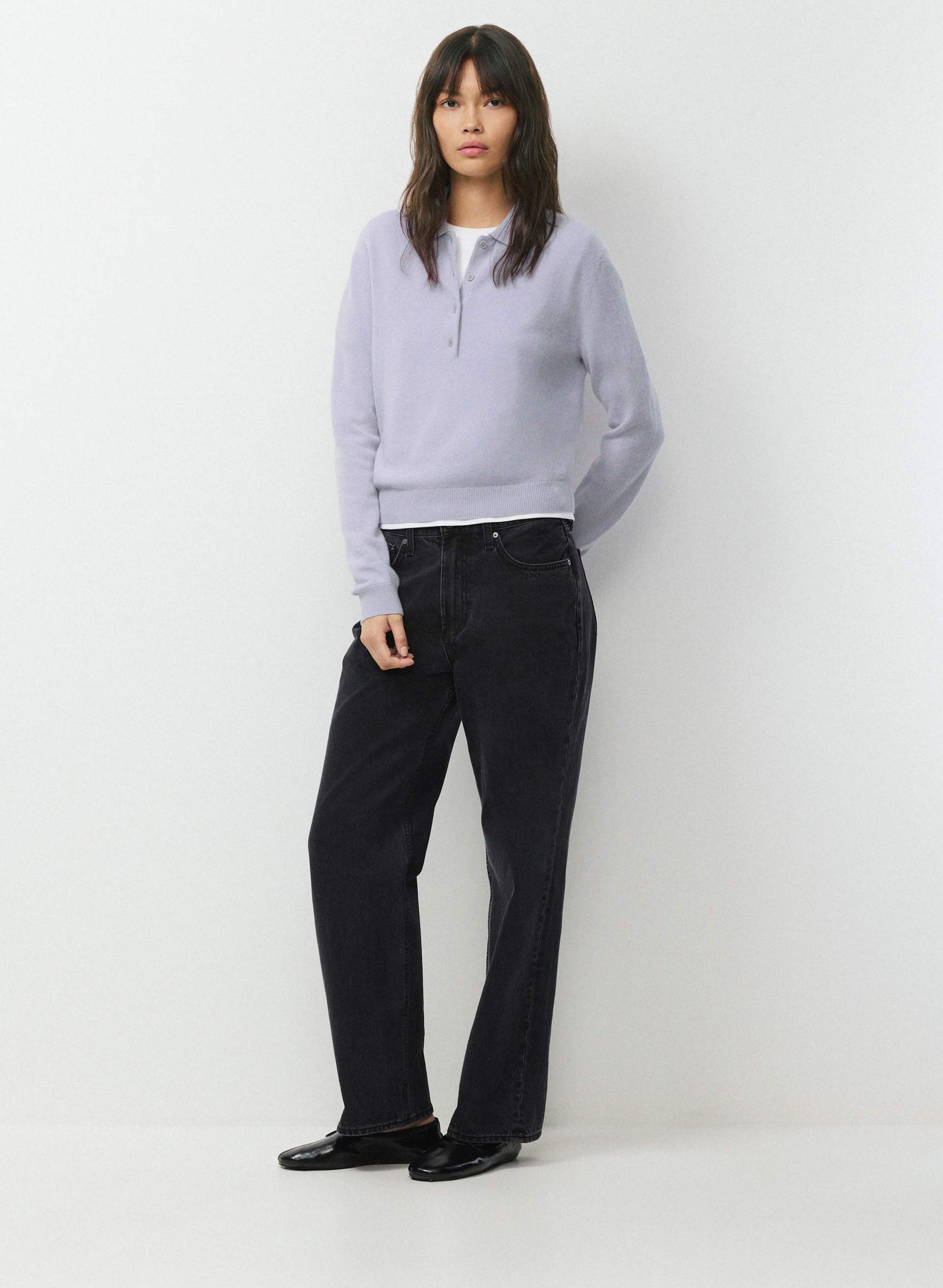 BARE CASHMERE CELLINI SWEATER - Lightweight 100% cashmere polo sweater. 