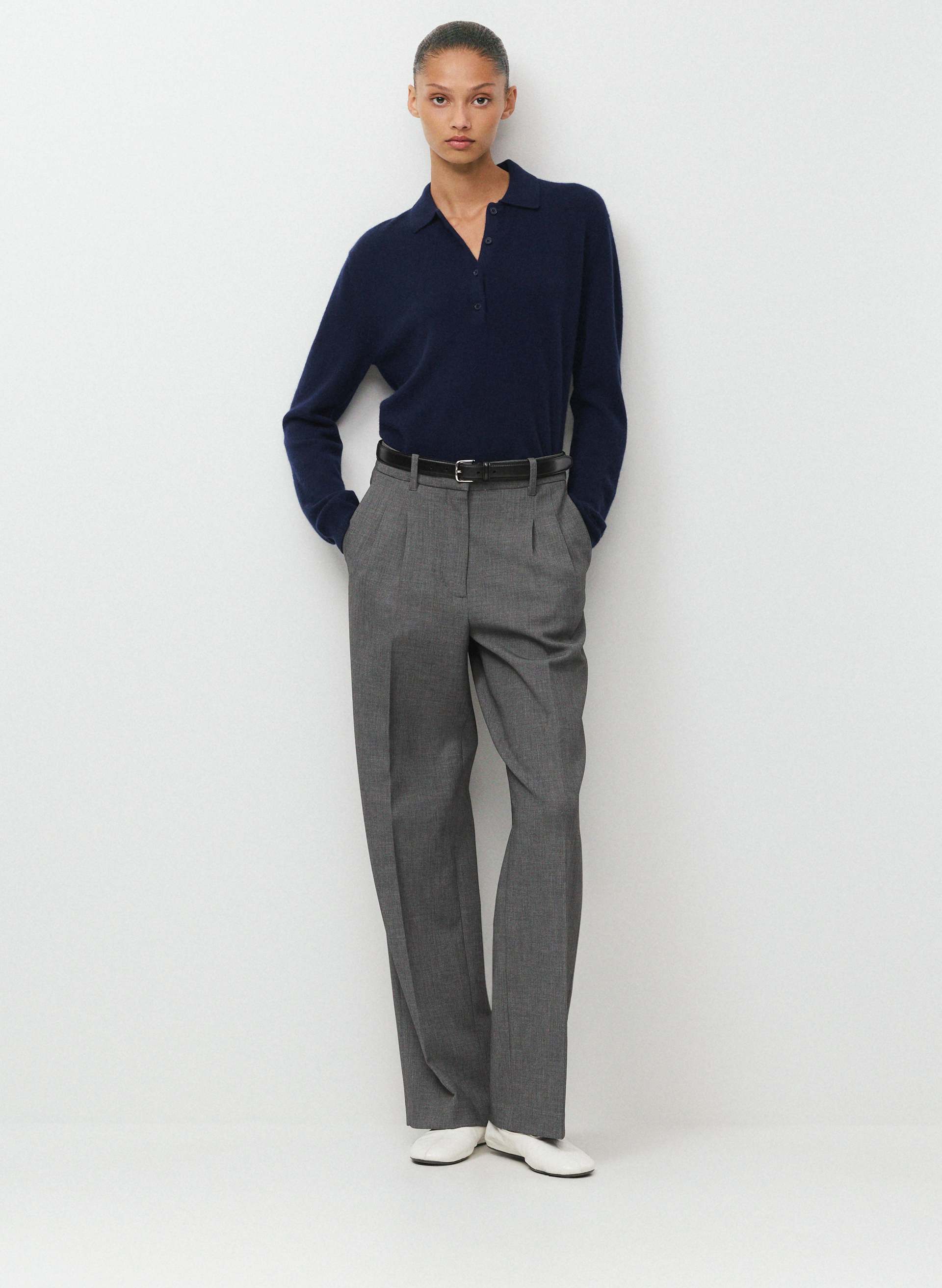 BARE CASHMERE CELLINI SWEATER - Lightweight 100% cashmere polo sweater. 