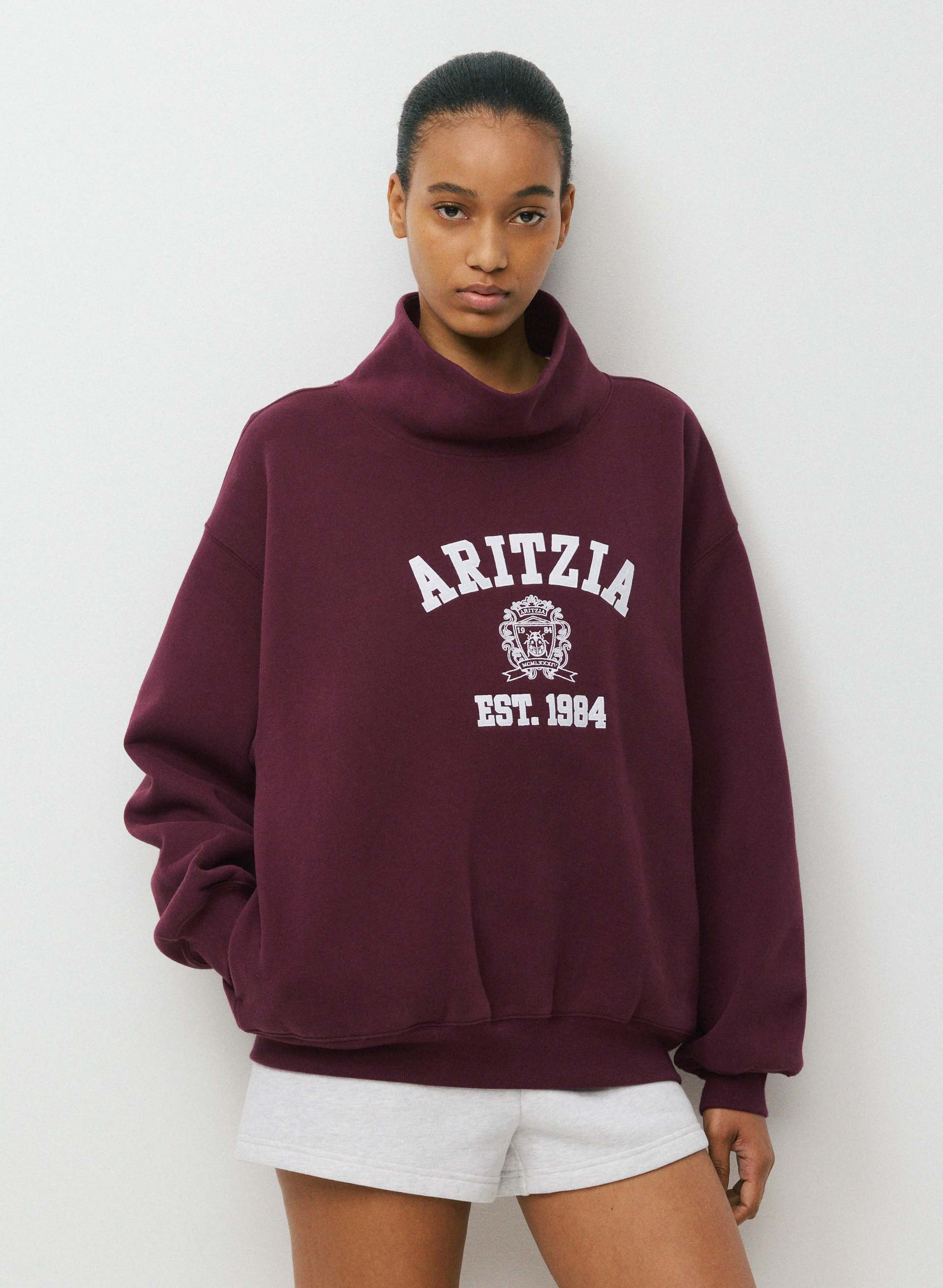 スウェット Compact Yarn Neck Warmer Sweatshirt Cozy Sweatfleece Mega Funnel Neck | Aritzia US
