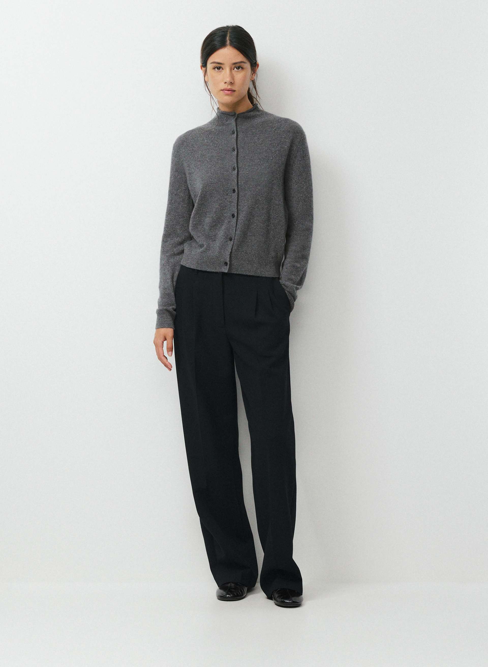 BARE CASHMERE SAGA SWEATER - Lightweight 100% cashmere mockneck cardigan. 