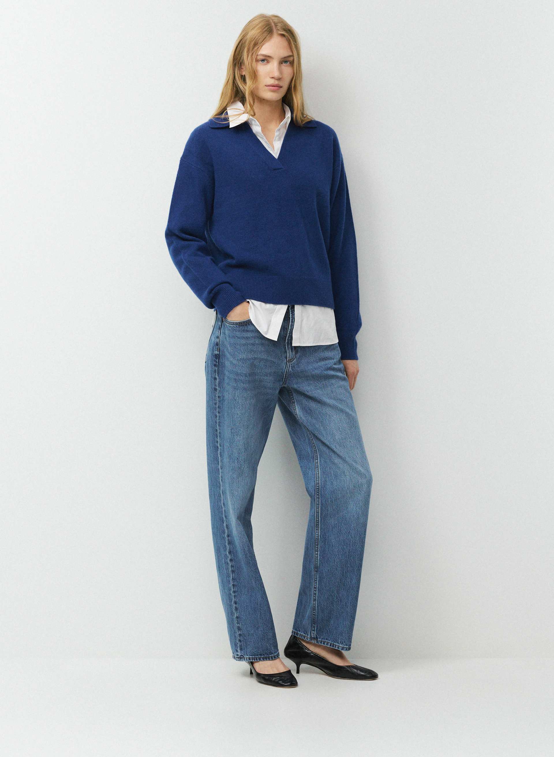 ESSENTIAL CASHMERE ADMIRE POLO SWEATER - Midweight 100% cashmere polo sweater. 