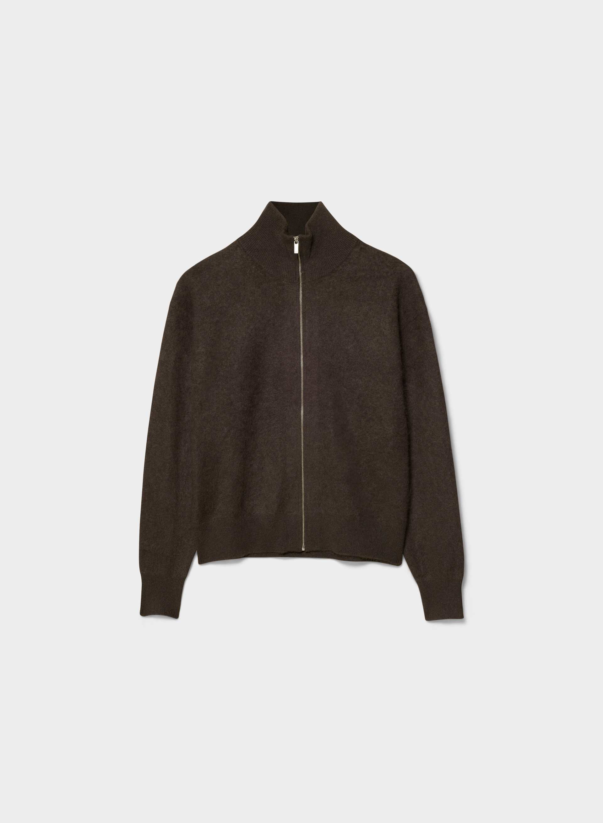 BRUSHED WOOL CASHMERE DIORAMA ZIP-UP | Aritzia