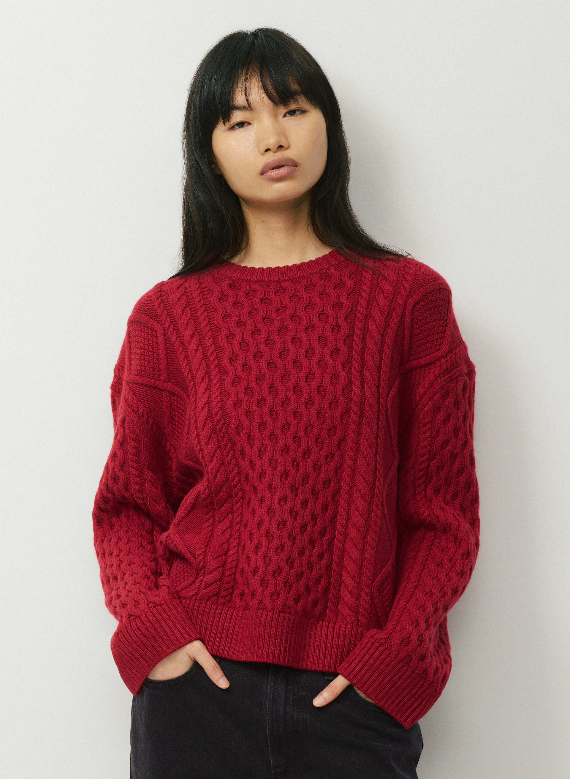 CABLE KNIT MERINO WOOL INTERPRET SWEATER | Aritzia