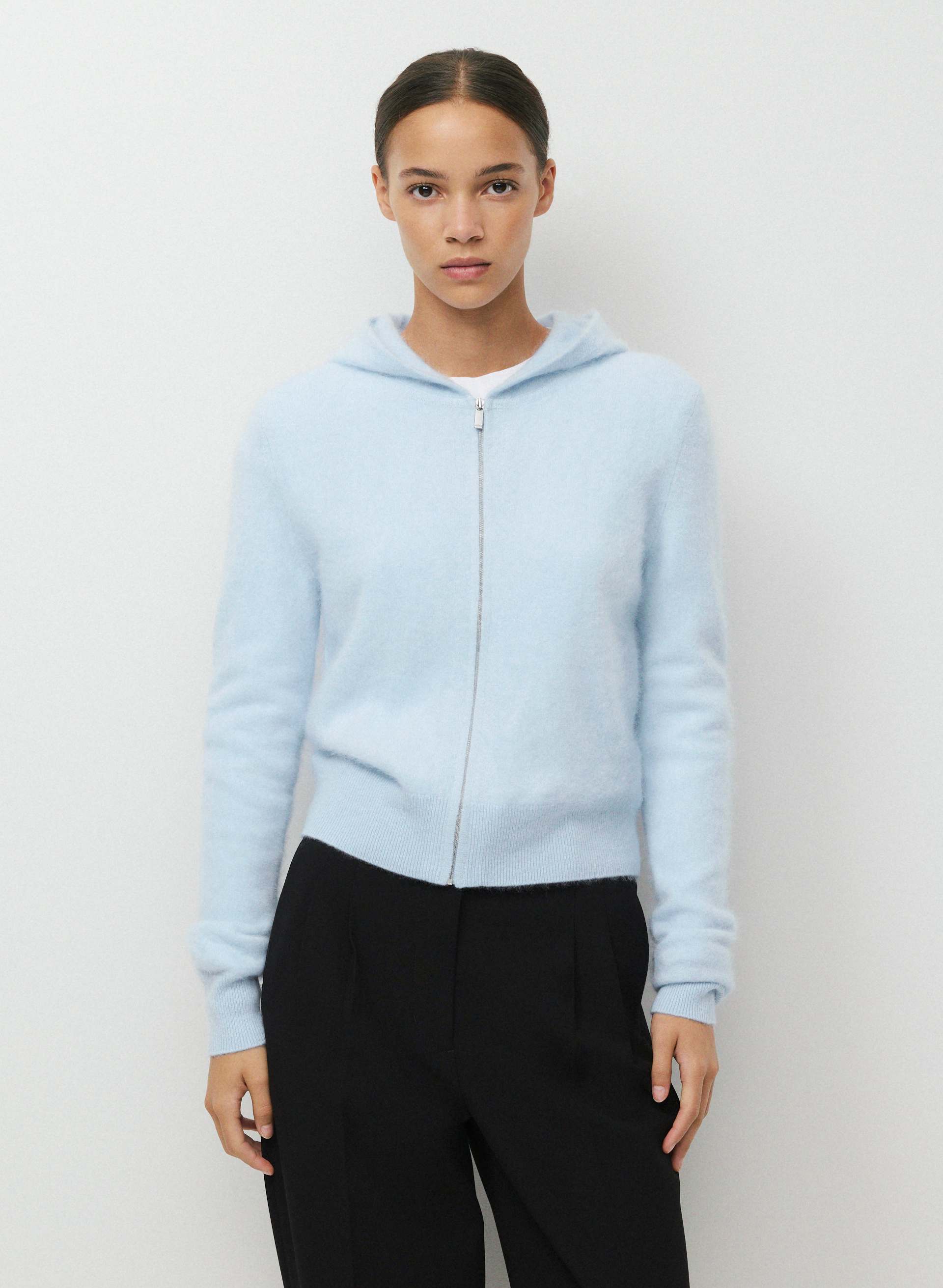 BRUSHED WOOL CASHMERE IDYLLIC ZIP HOODIE | Aritzia