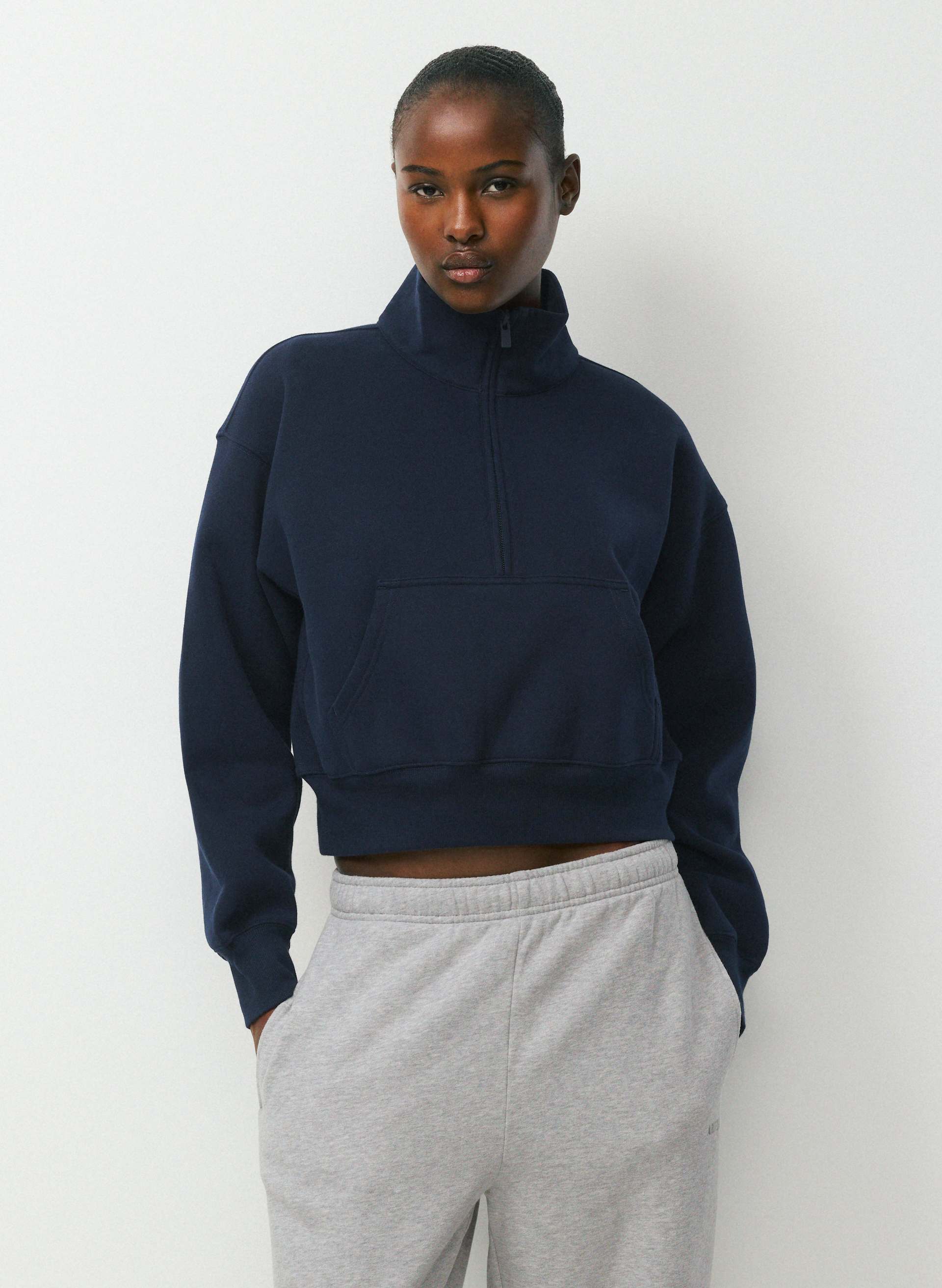 COZY SWEATFLEECE BOYFRIEND BOXY 1/2 ZIP | Aritzia