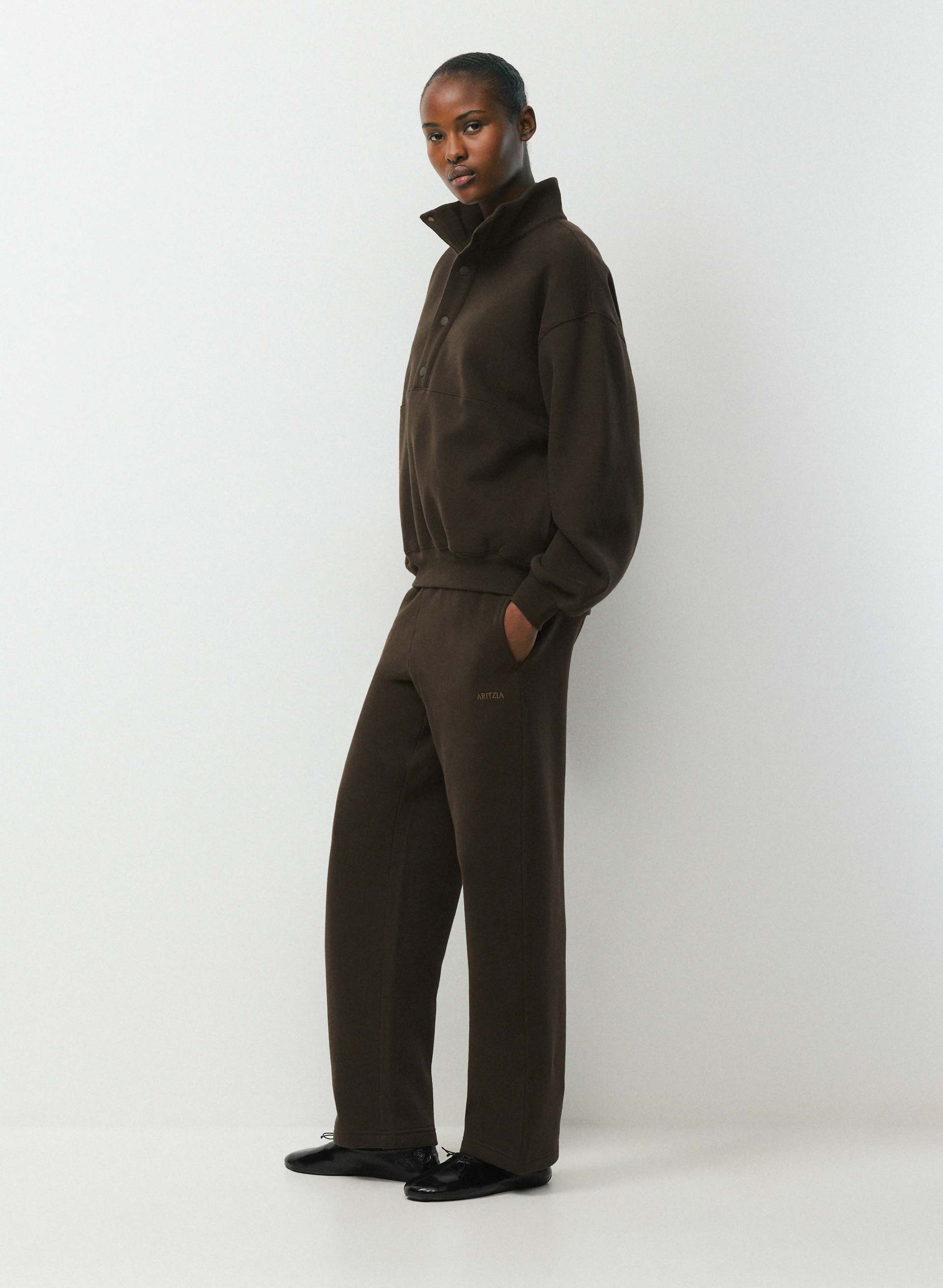 COZY SWEATFLEECE MEGA SNAP FUNNEL NECK | Aritzia