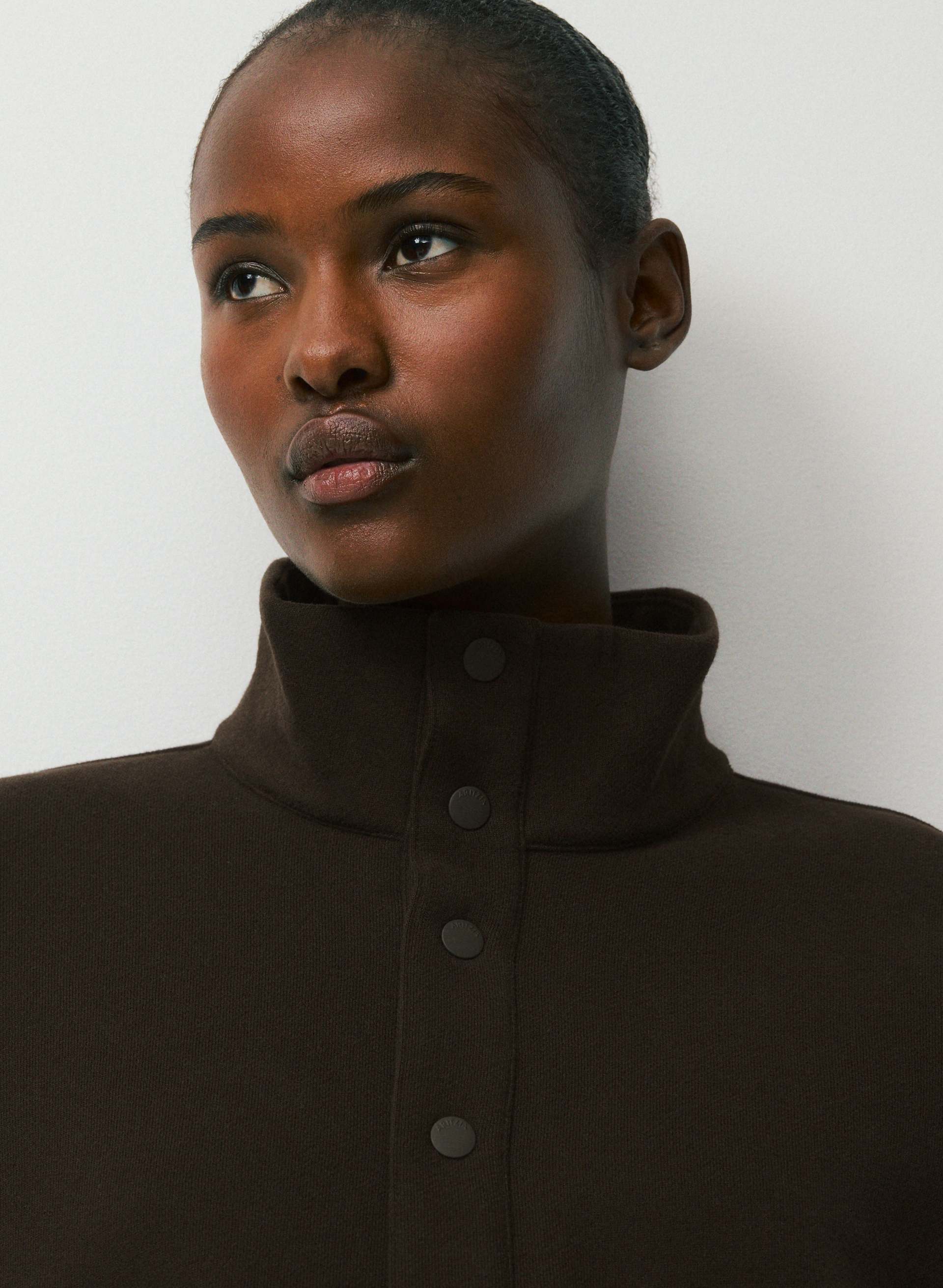 COZY SWEATFLEECE MEGA SNAP FUNNEL NECK | Aritzia