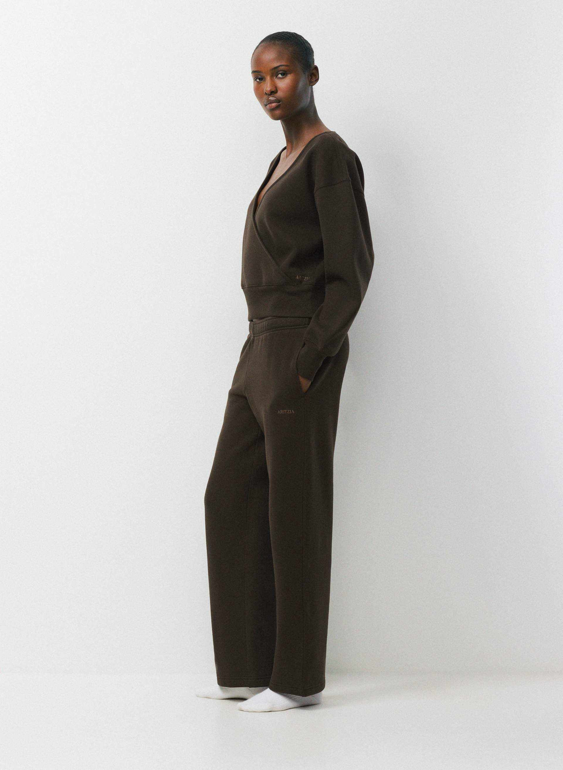 COZY SWEATFLEECE BOYFRIEND WRAP SWEATSHIRT | Aritzia