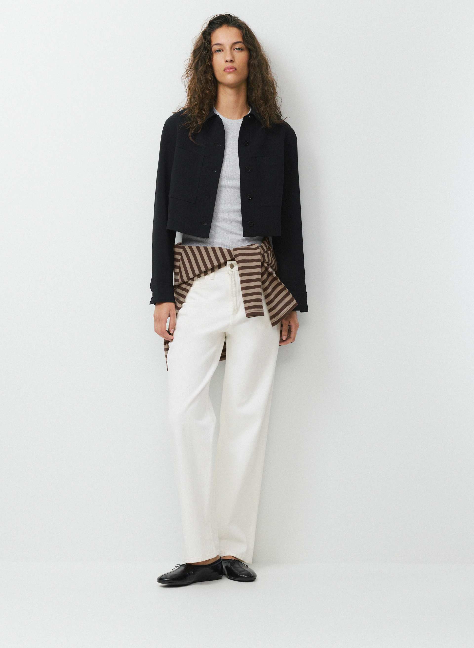 LITTLE CROPPED JACKET - CREPETTE™ - Japanese crepe classic-fit cropped jacket. 