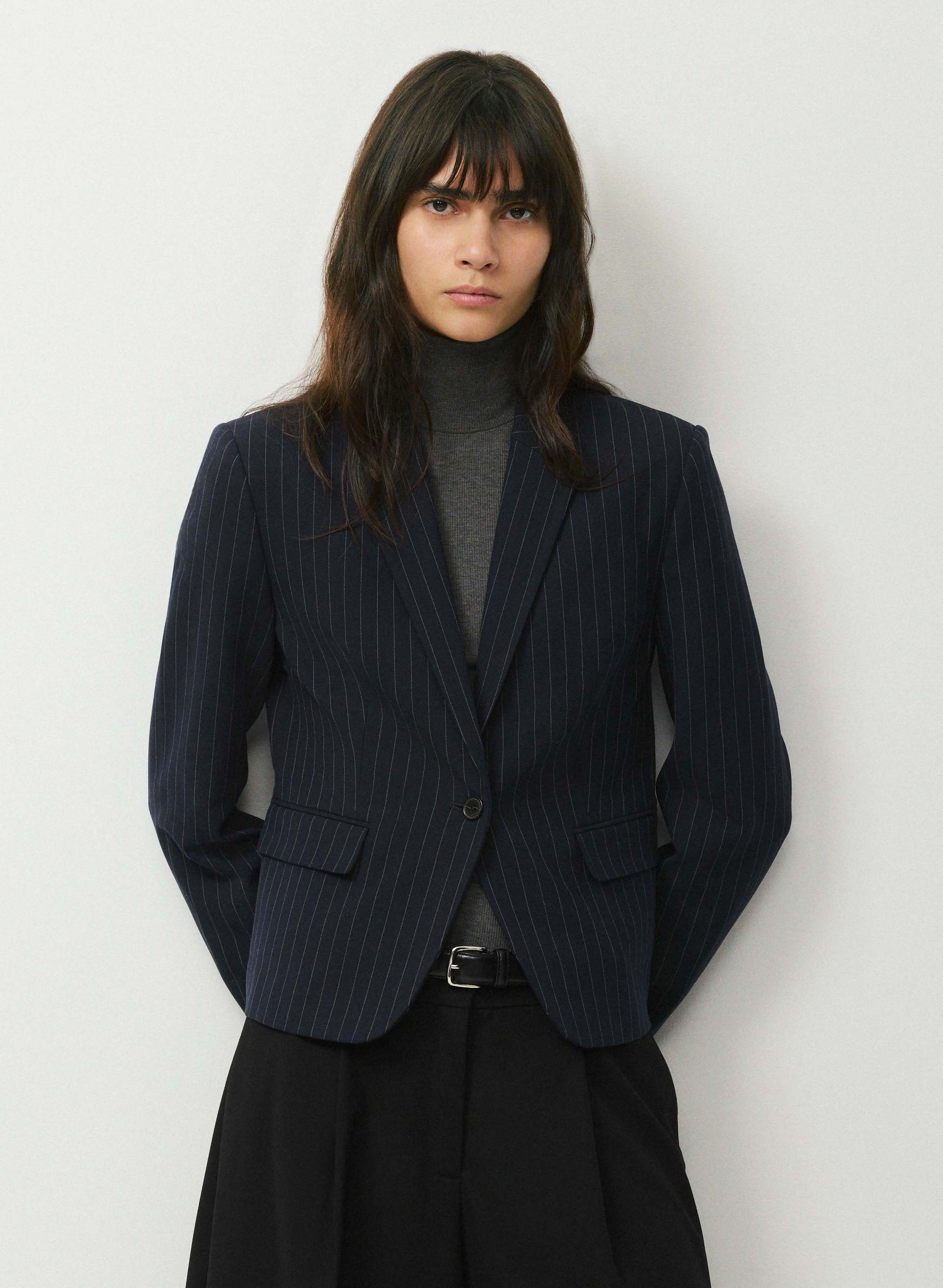 ETIQUETTE BLAZER - Single-breasted slim-fit twill blazer with shoulder pads. 