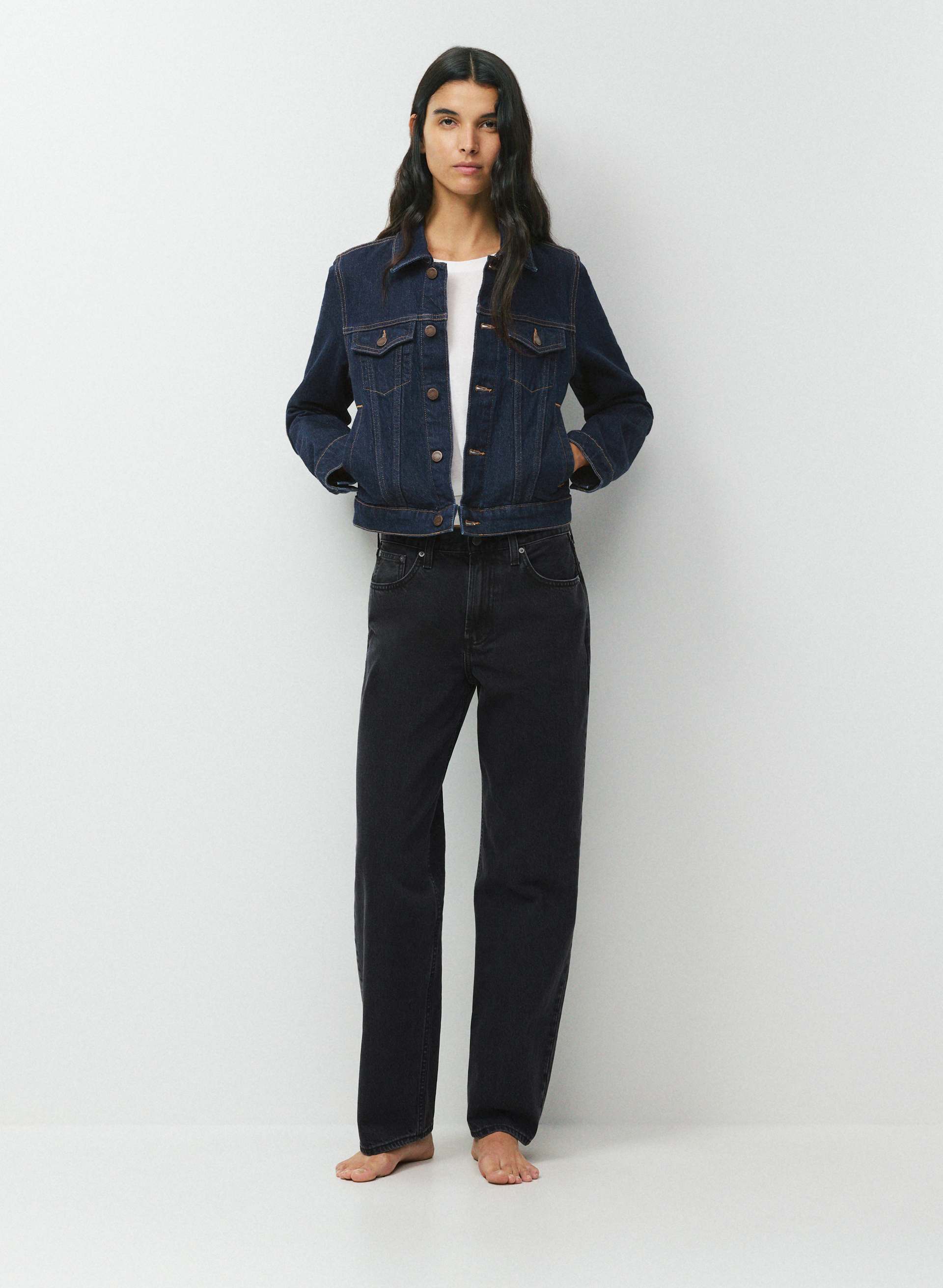 TONI SHRUNKEN DENIM JACKET | Aritzia
