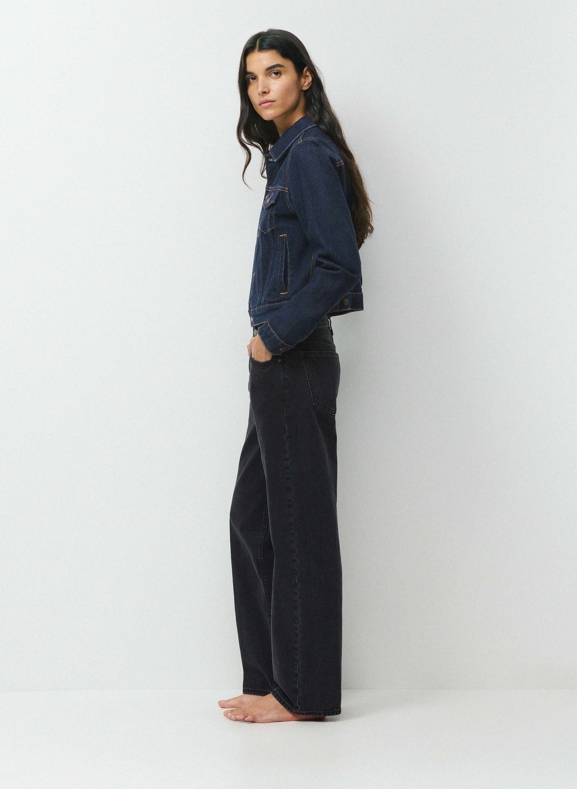 TONI SHRUNKEN DENIM JACKET | Aritzia