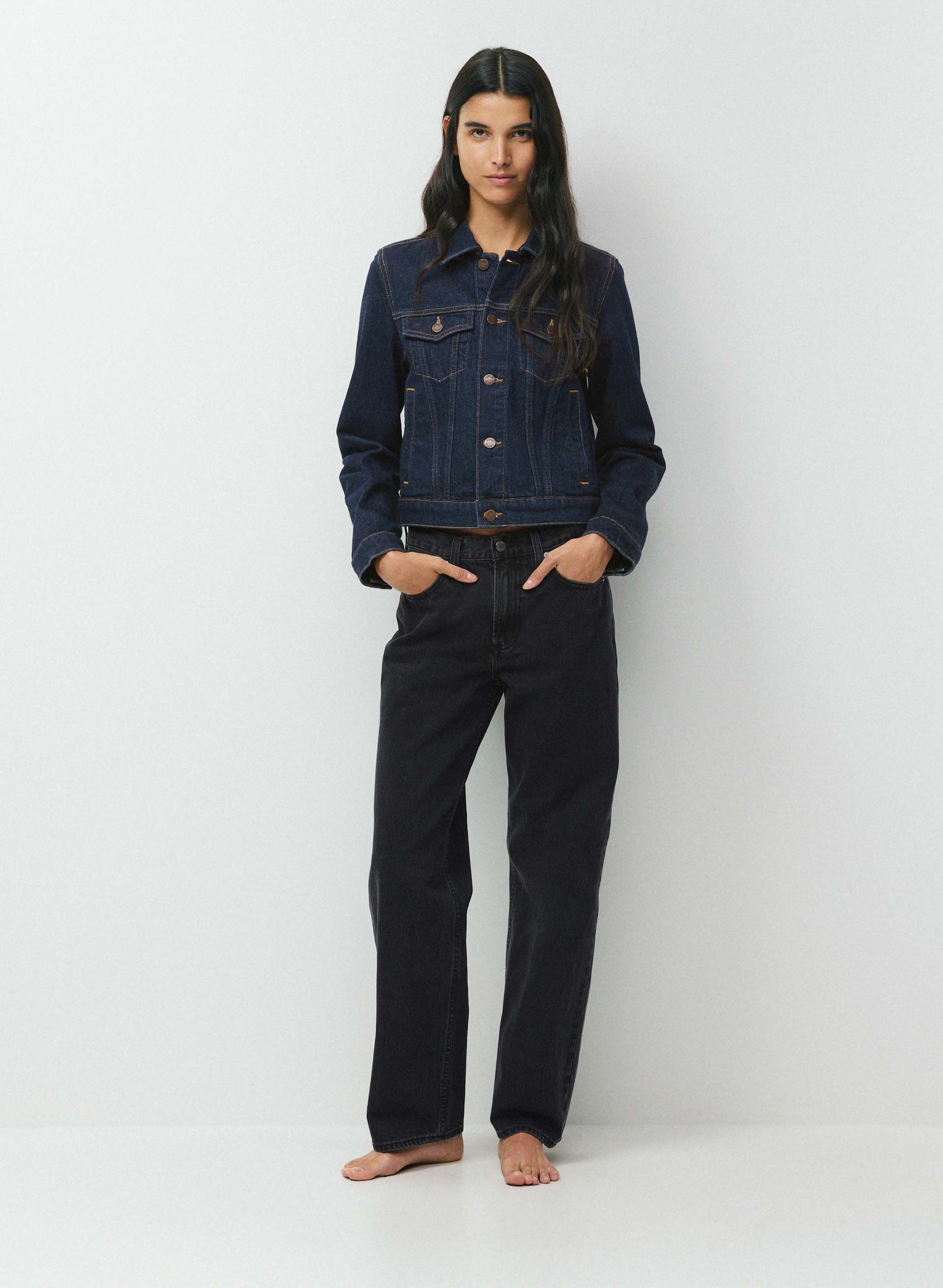 TONI SHRUNKEN DENIM JACKET | Aritzia