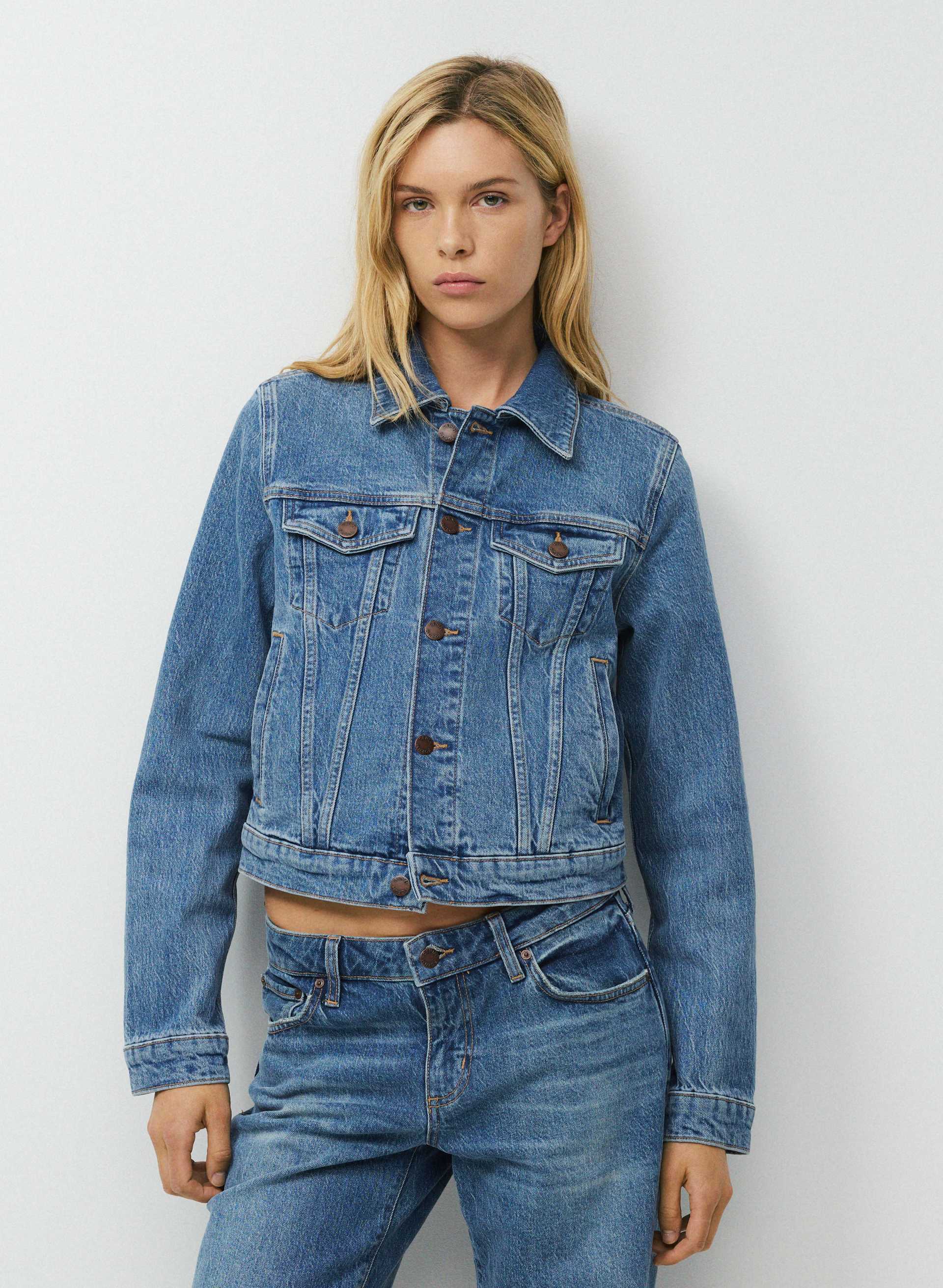 TONI SHRUNKEN DENIM JACKET | Aritzia