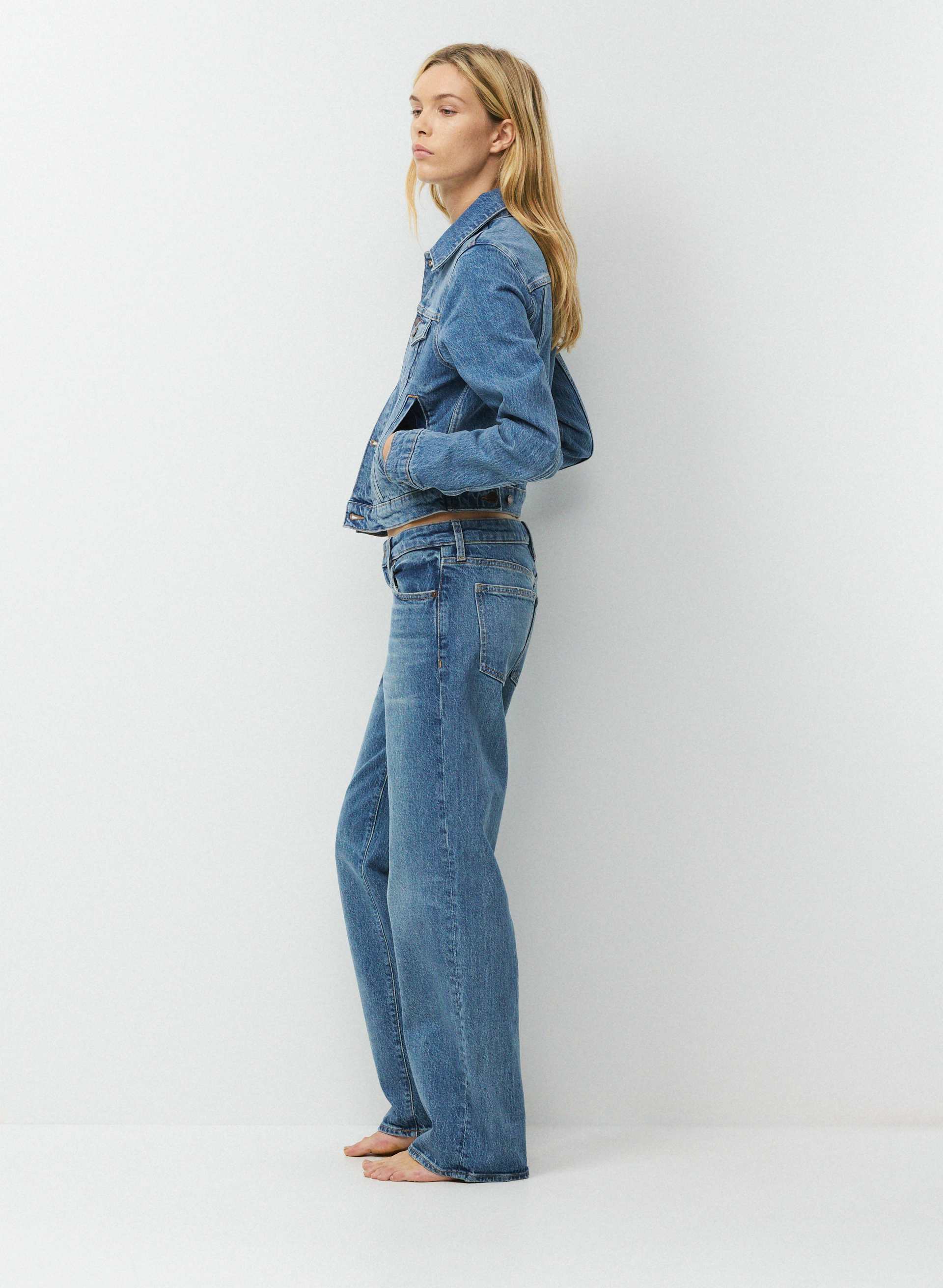 TONI SHRUNKEN DENIM JACKET | Aritzia