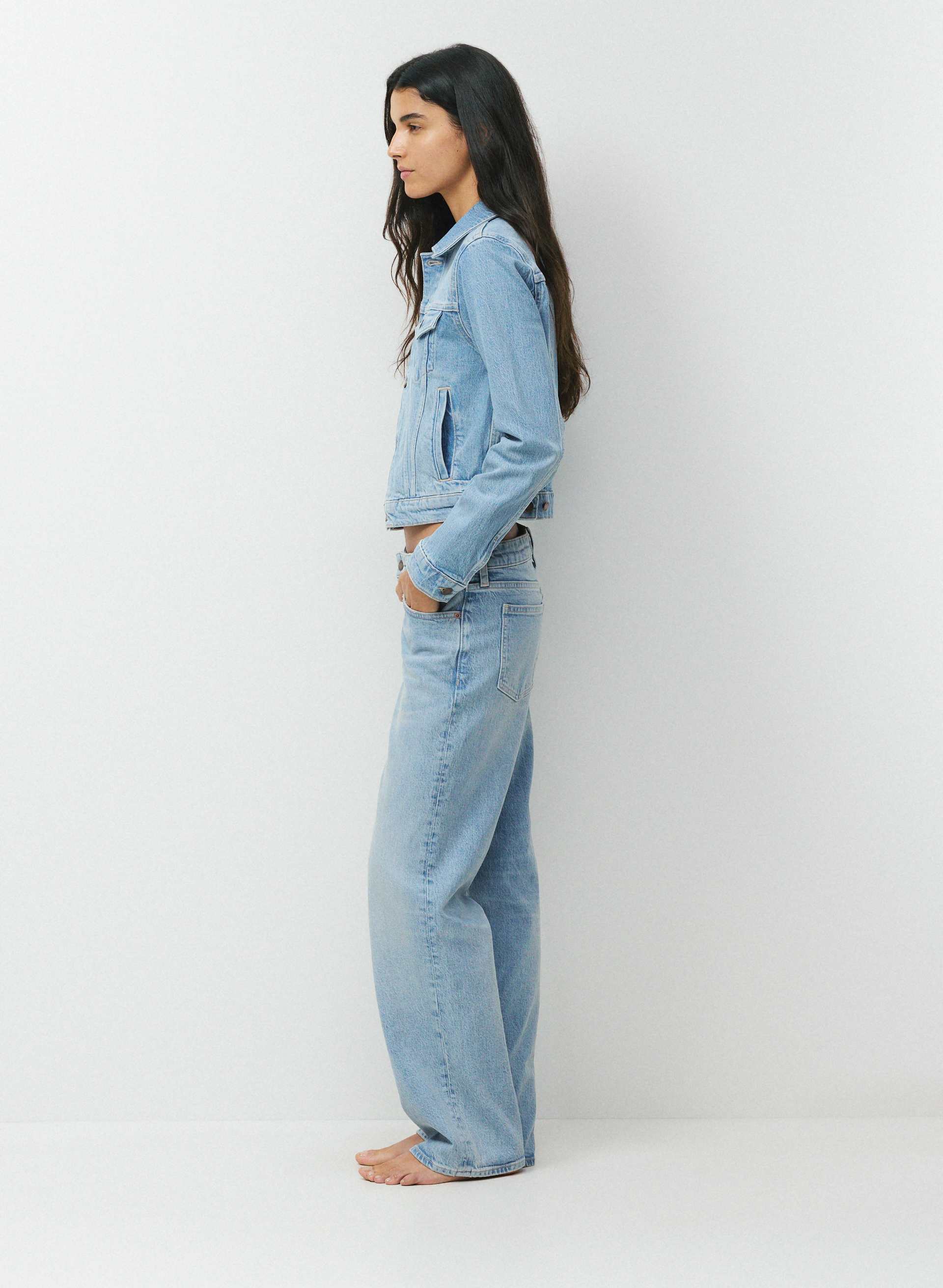 TONI SHRUNKEN DENIM JACKET | Aritzia