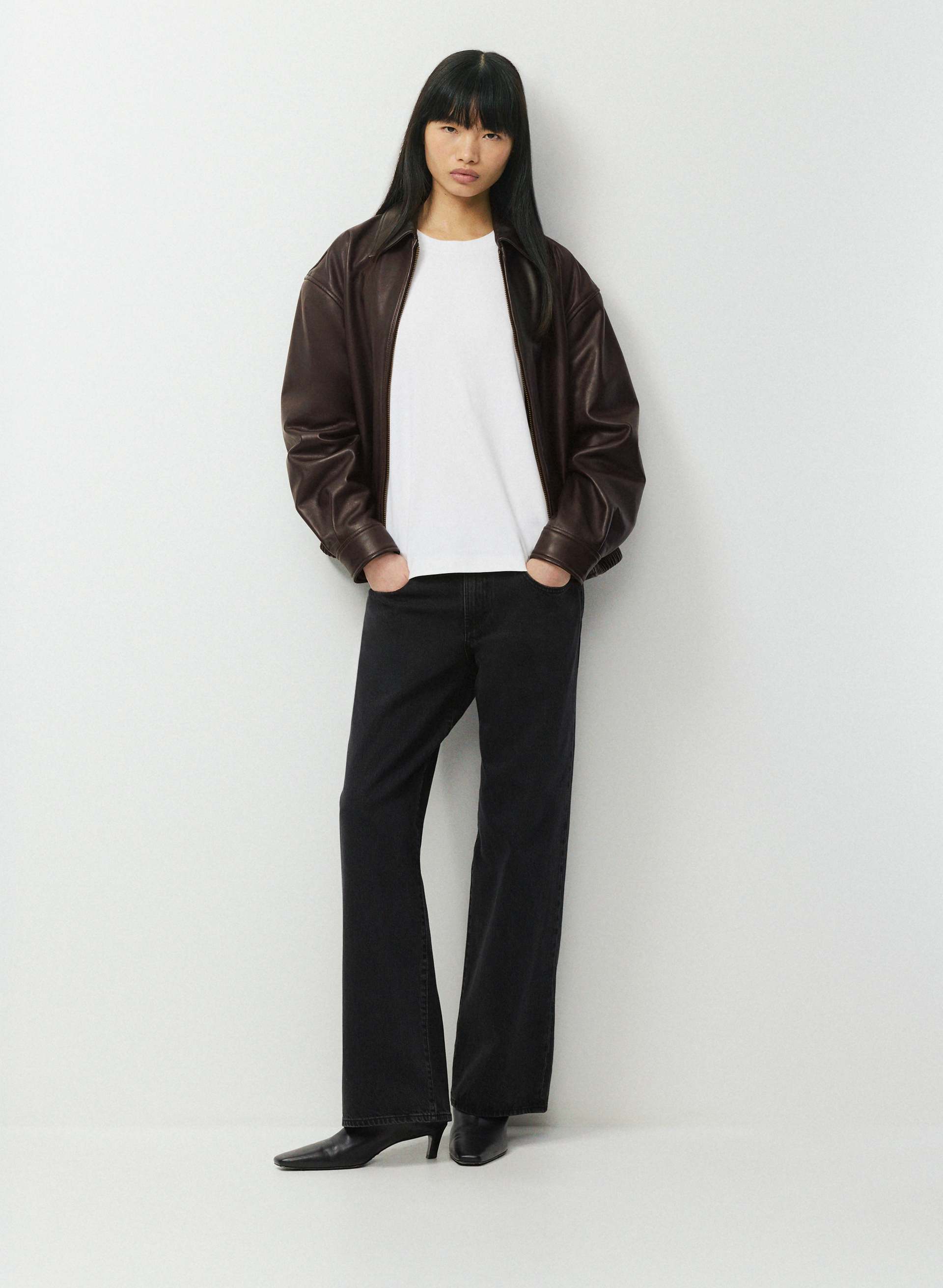 NEW JONES BOMBER - LEATHER - 100% nappa leather relaxed zip-up bomber. 