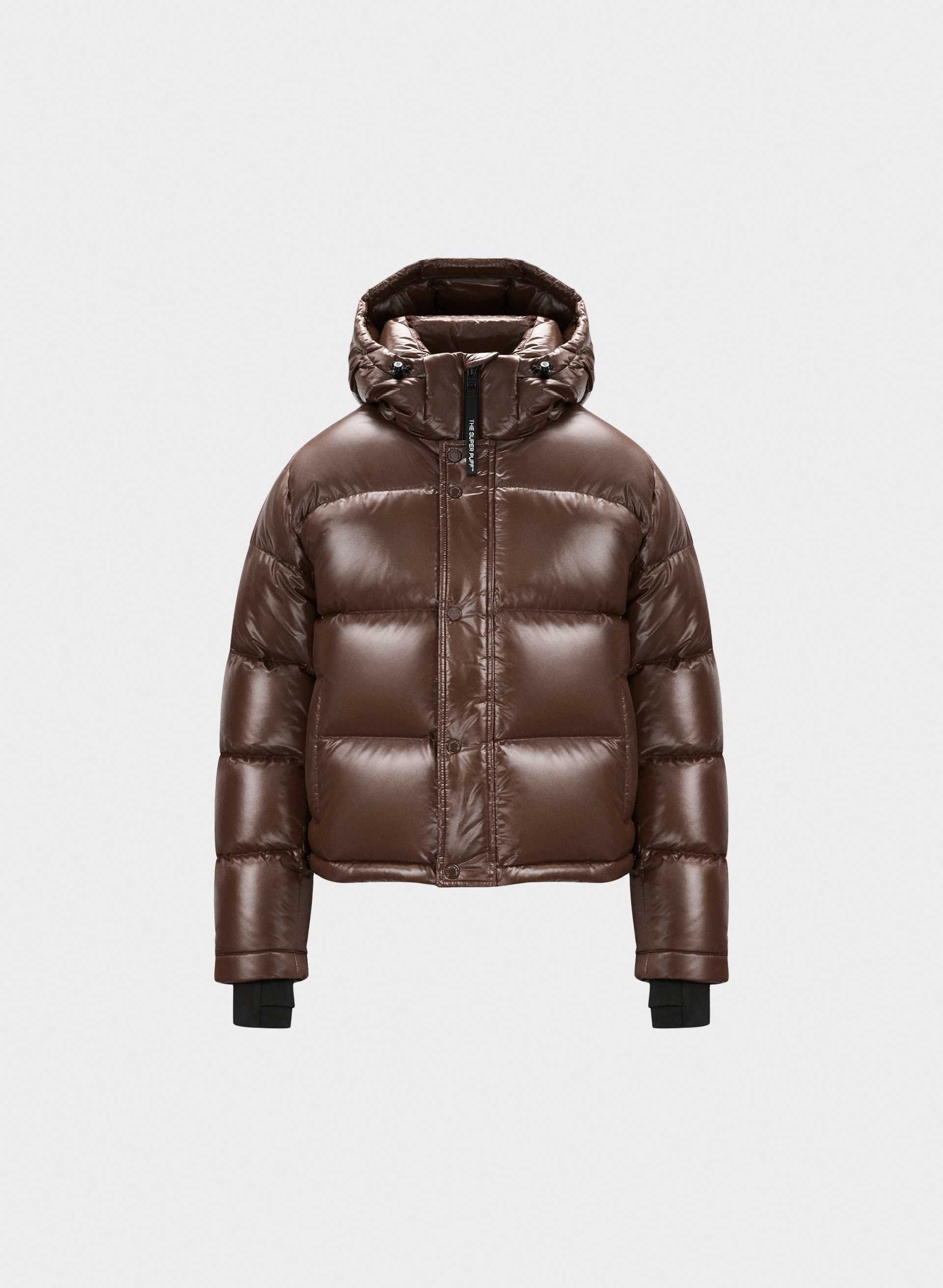 THE SUPER PUFF™ SHORTY - HI-GLOSS - Hi-Gloss French taffeta above-hip 800+ fill-power premium down puffer jacket. 