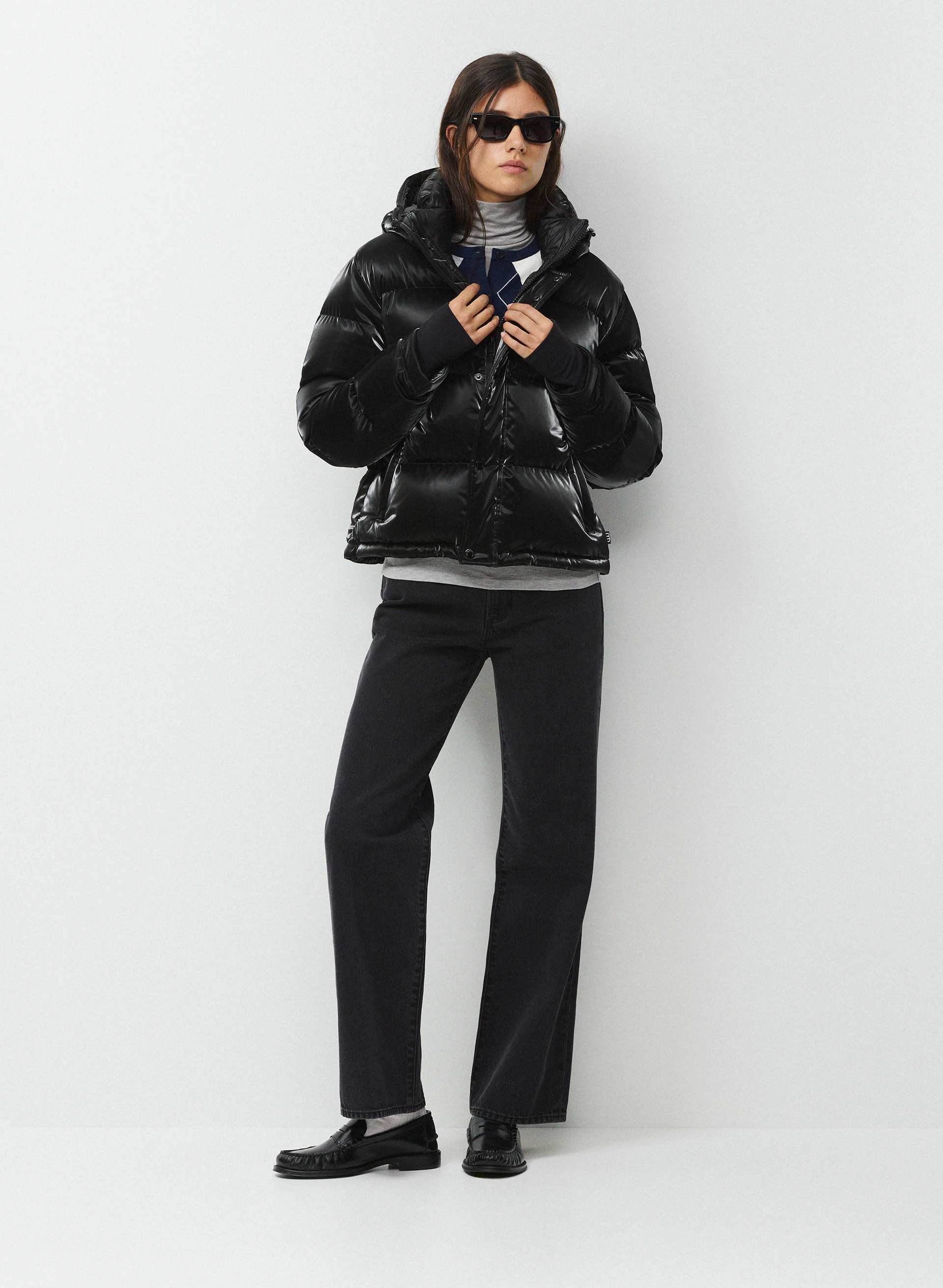 THE SUPER PUFF™ SHORTY - LIQUID SHINE - Liquid Shine above-hip water-resistant 800+ fill-power premium down puffer jacket. 