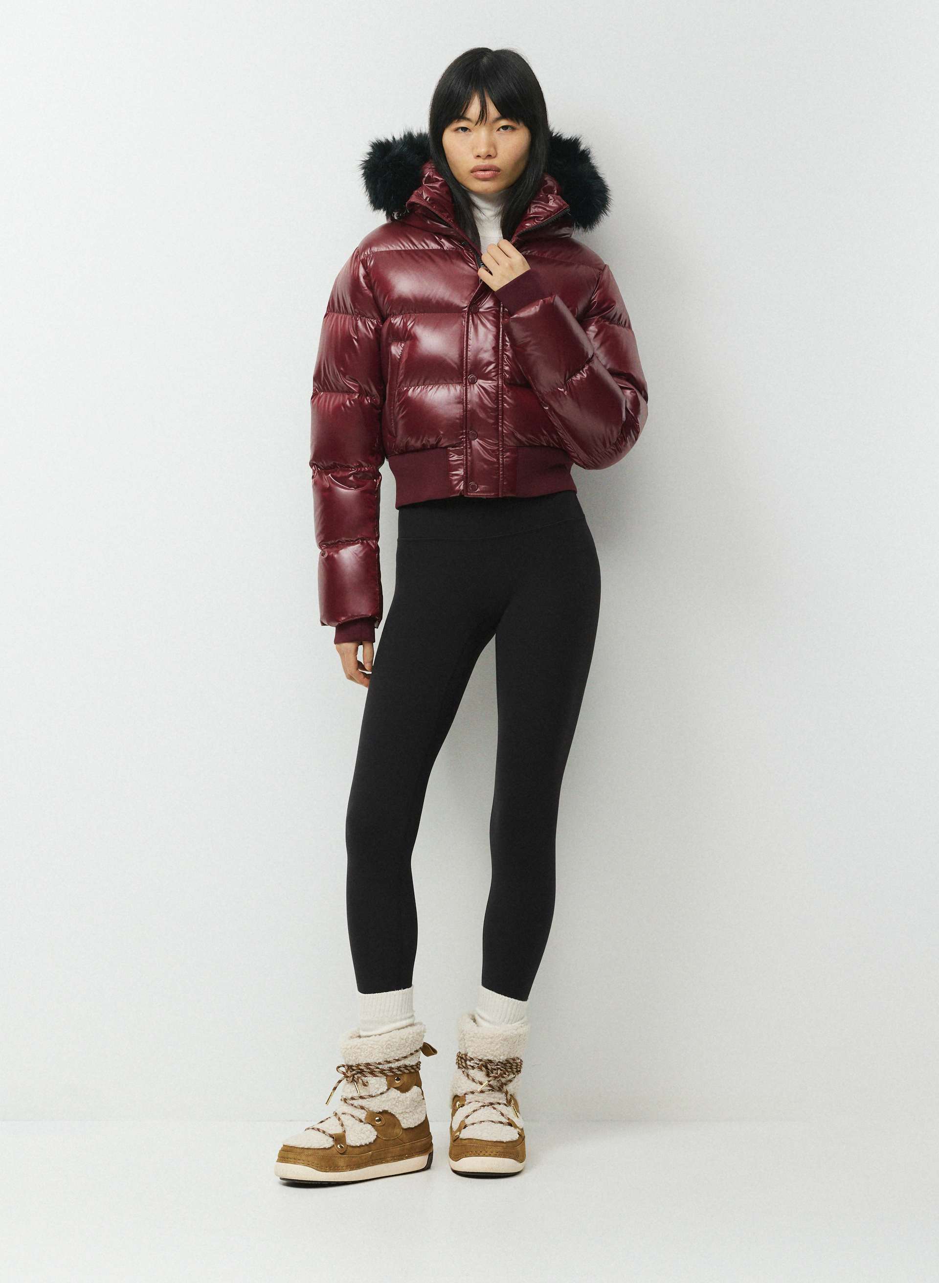 THE SUPER CHALET PUFF™ - HI-GLOSS - Hi-Gloss French taffeta 800+ fill-power premium down puffer jacket with removable Real Faux Fur trim. 