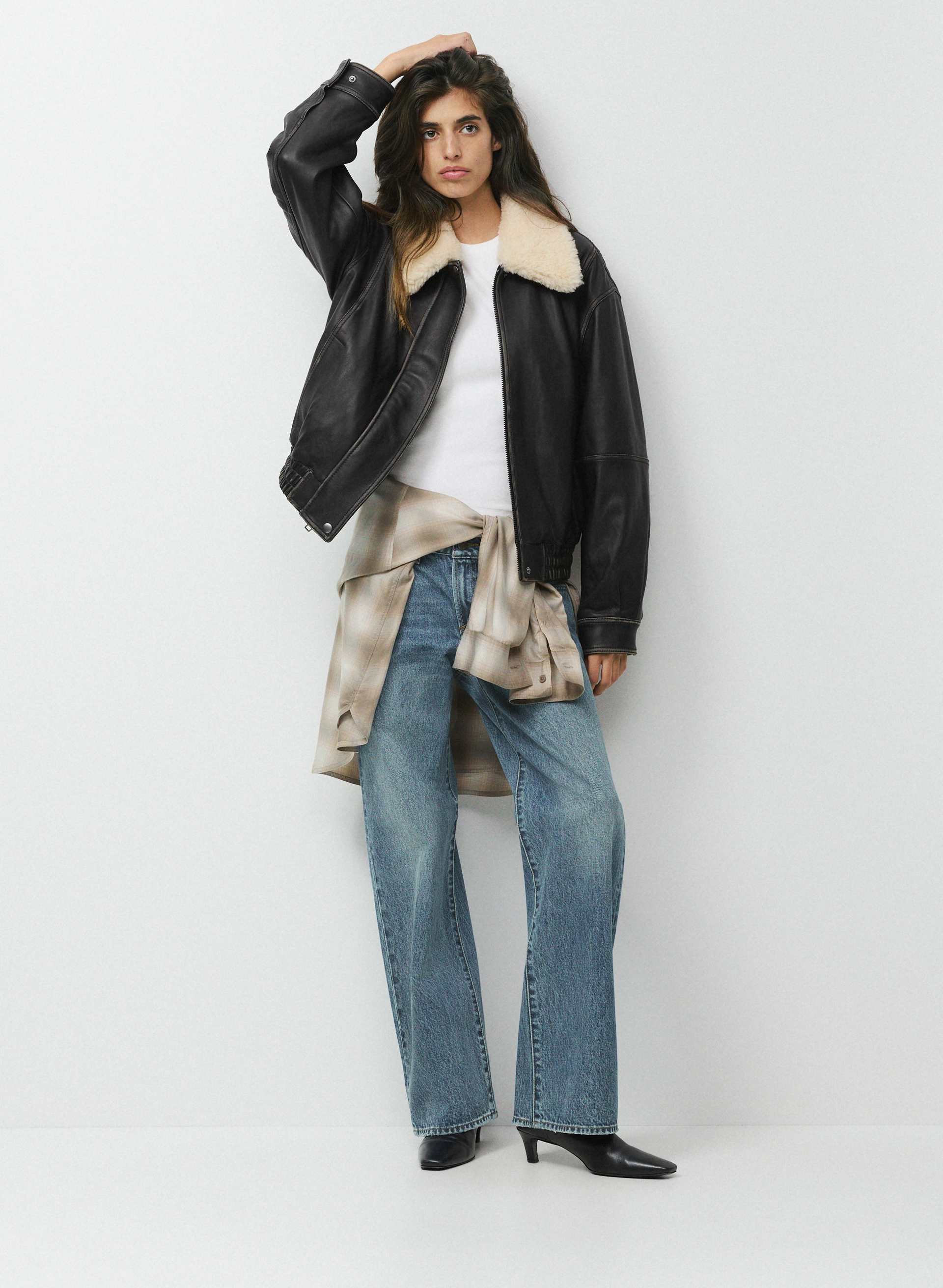 BLOUSON ELLIOTT DE STYLE AVIATEUR - CUIR - Veste d’aviateur toute en cuir avec col en rason. 