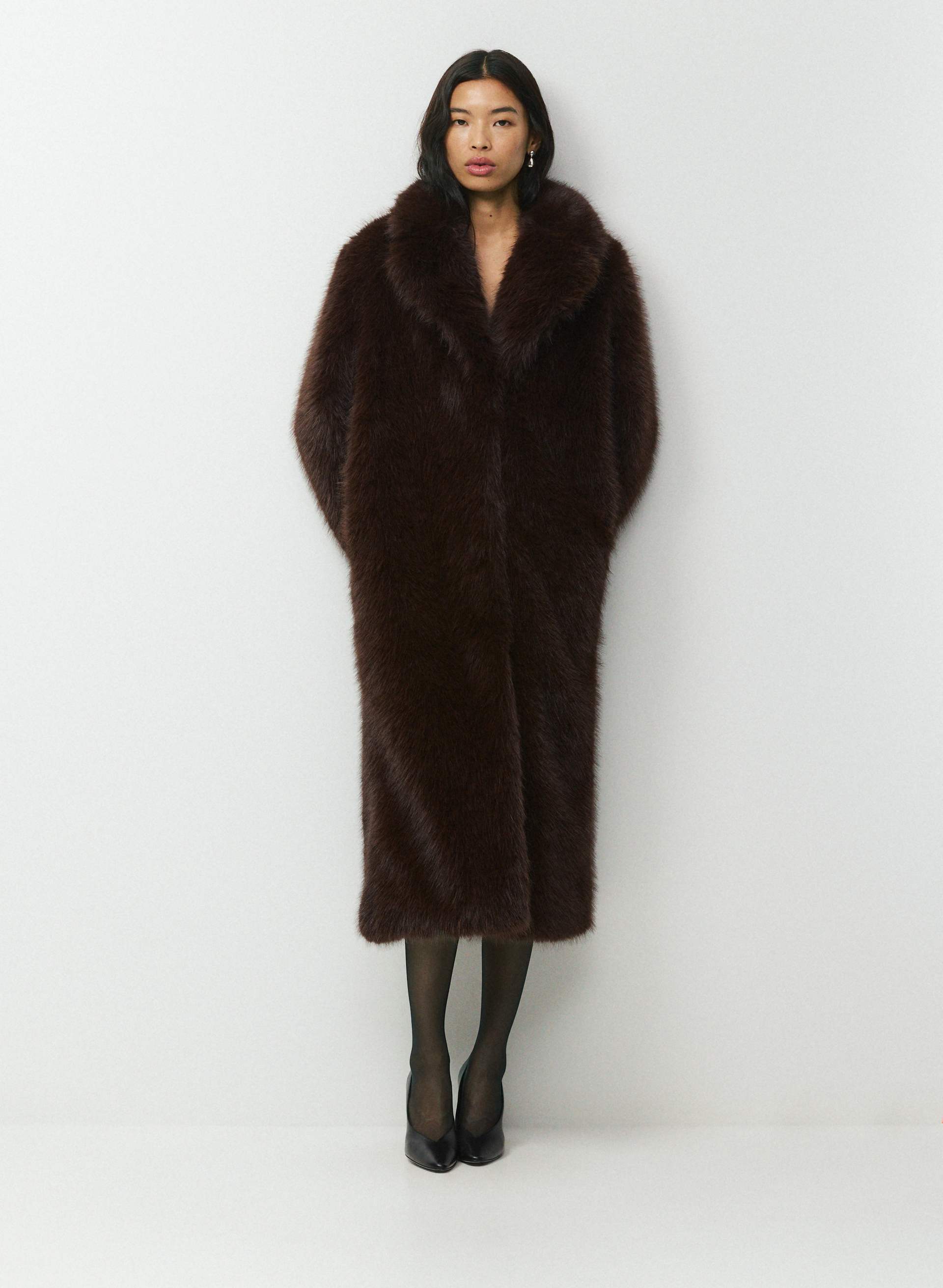 CORTINA COAT - ARCTIC FAUX FUR - Faux fur single-breasted long coat. 