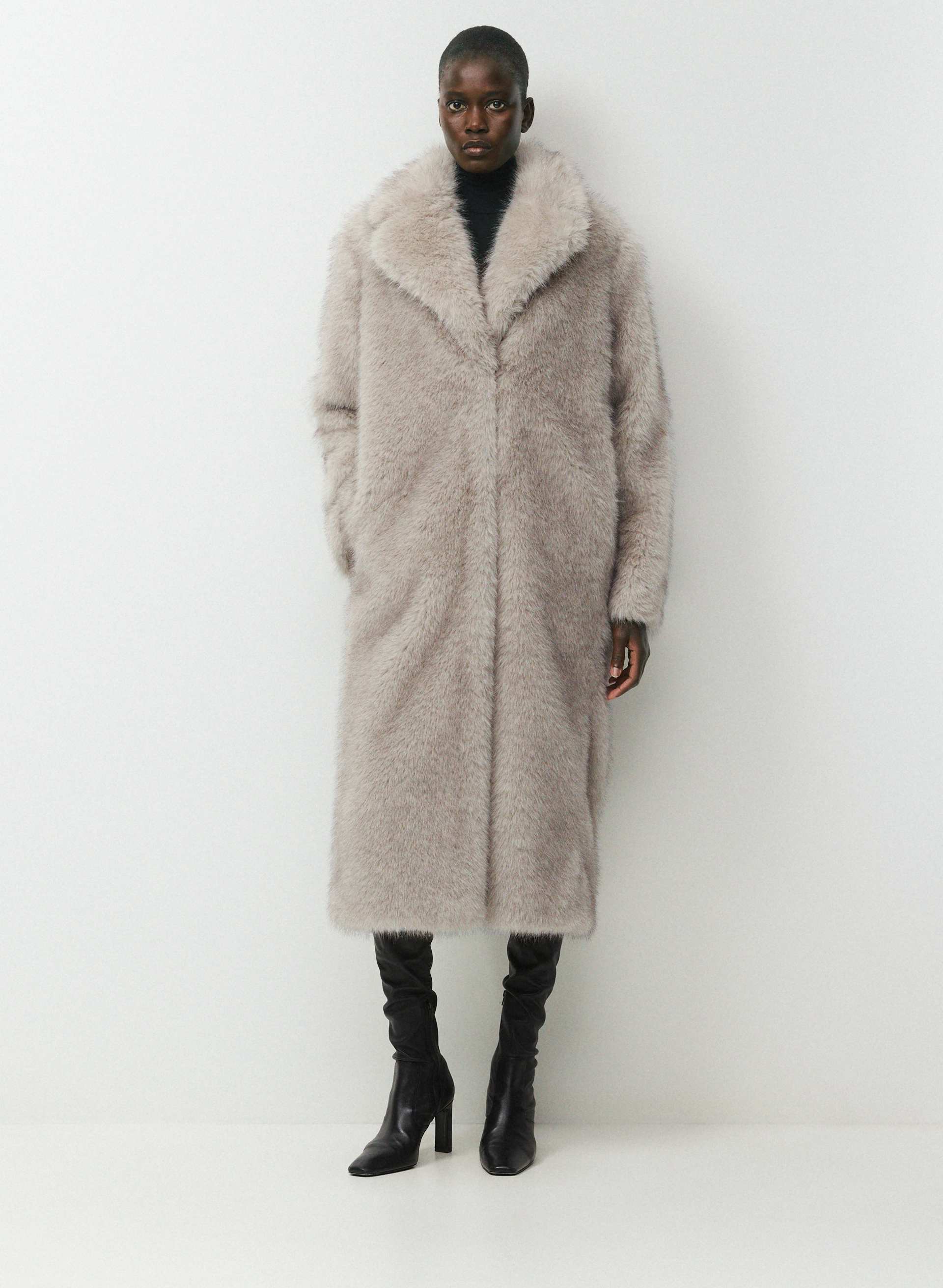 CORTINA COAT - ARCTIC FAUX FUR - Faux fur single-breasted long coat. 