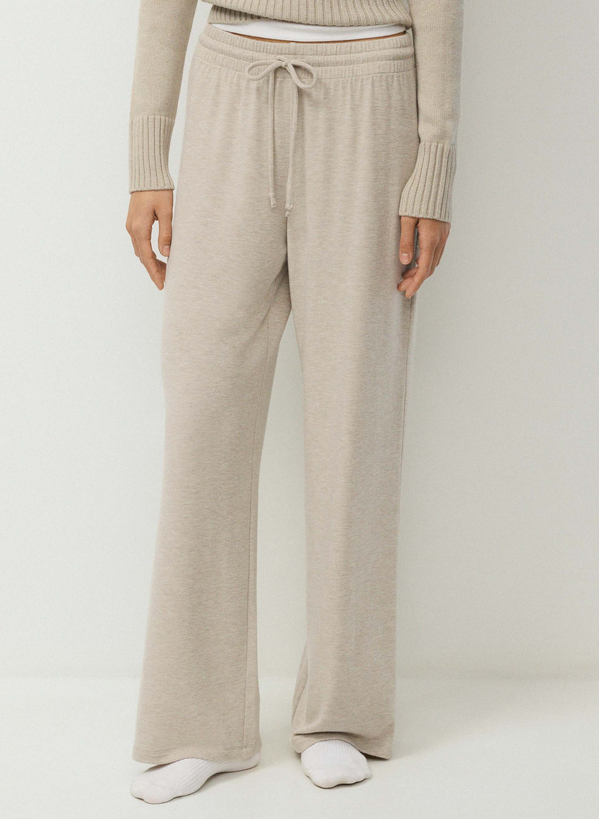 PANTALON RECHARGE - Pantalon à taille élastiquée et à jambe large en doux jersey brossé. 