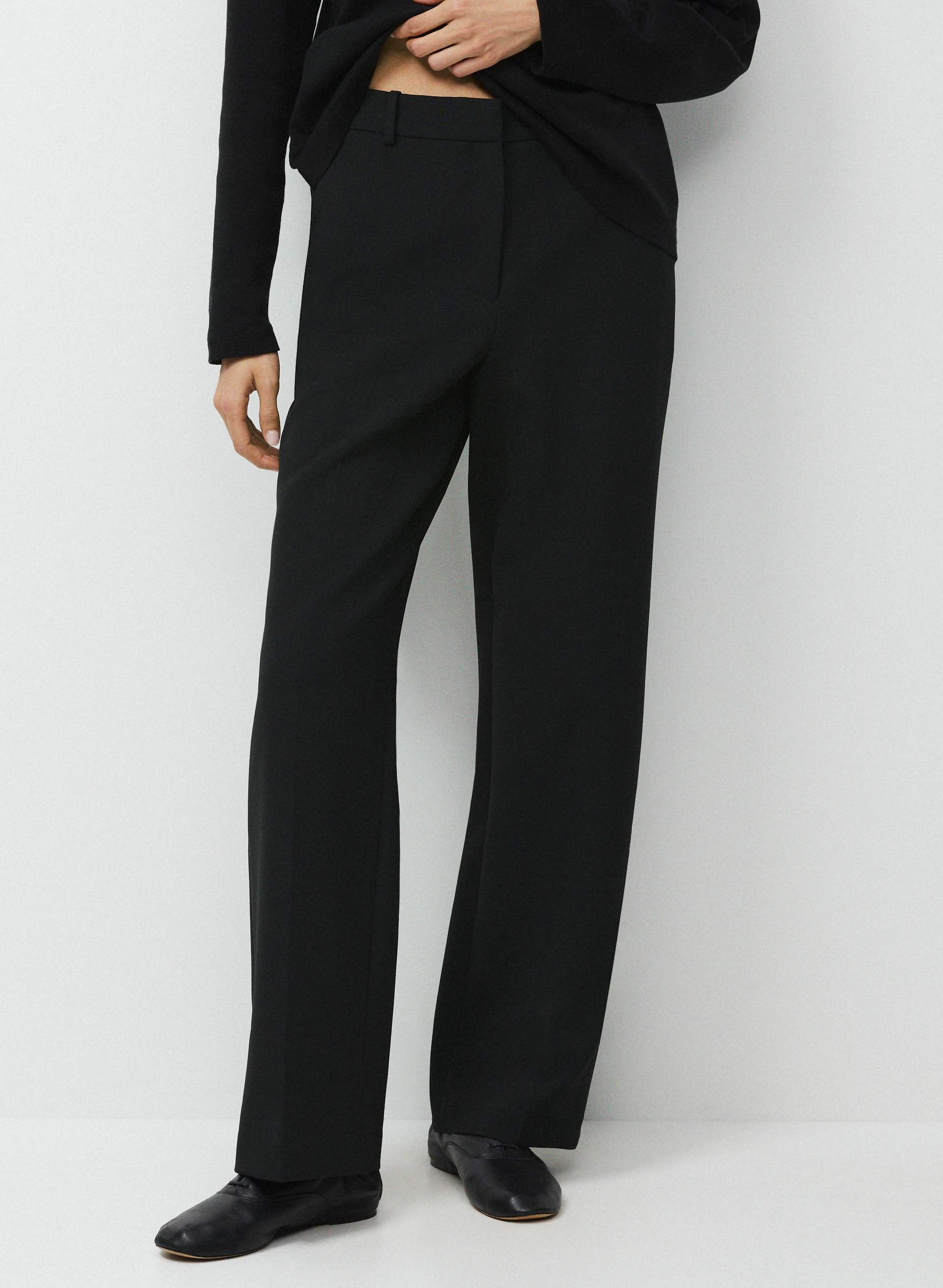 PANTALON AGENCY - EVERSENTIAL™ - Pantalon habillé légèrement structuré à taille haute élastiquée à l'arrière et à jambe large. 