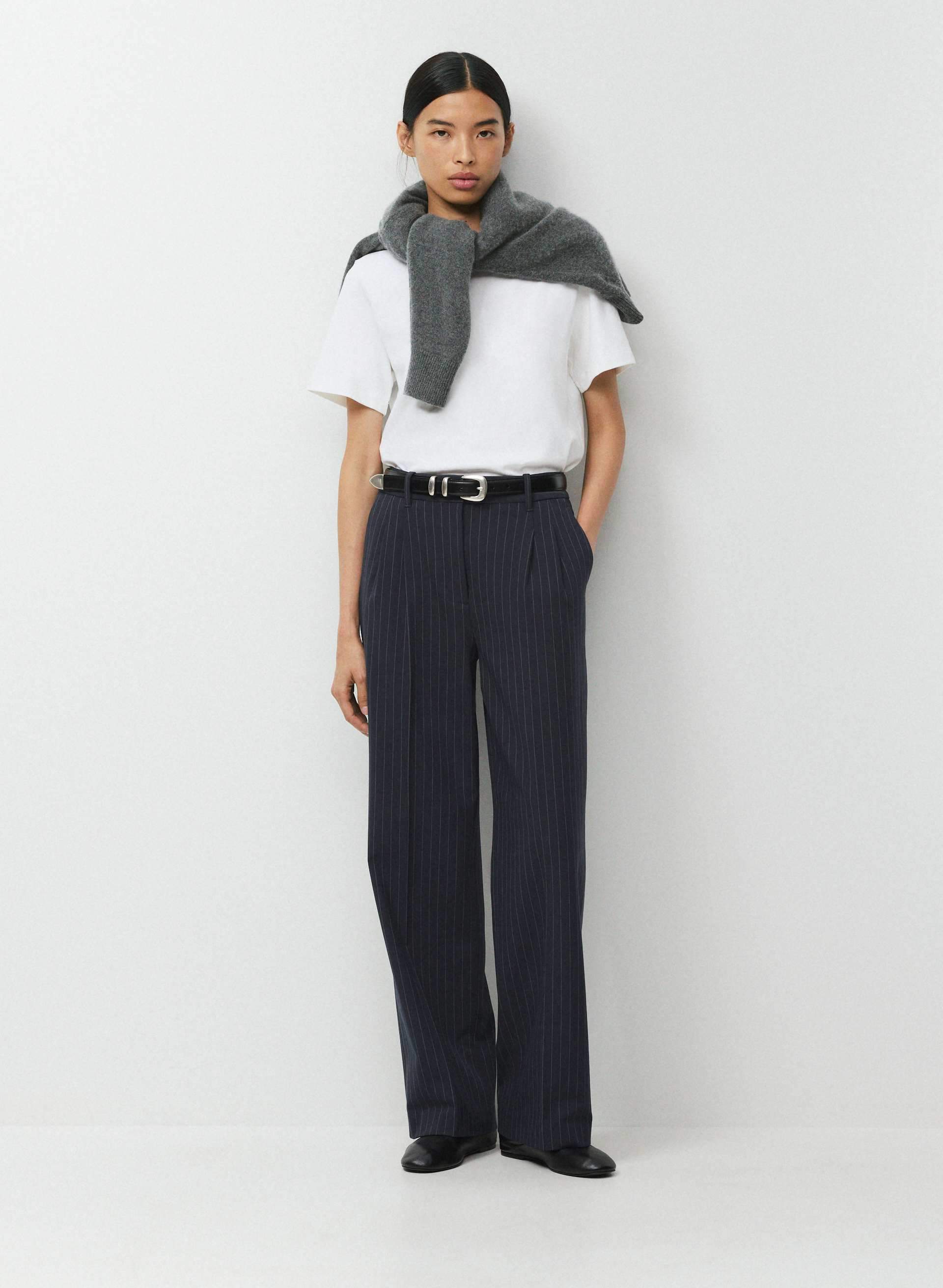 THE EFFORTLESS PANT™ - Softly structured twill high-rise, wide-leg pants. 