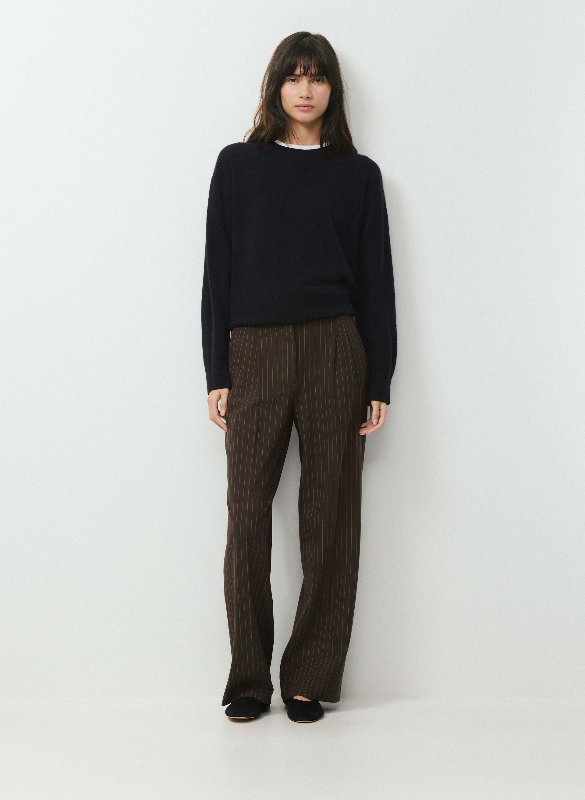 THE EFFORTLESS PANT™ - Softly structured twill high-rise, wide-leg pants. 