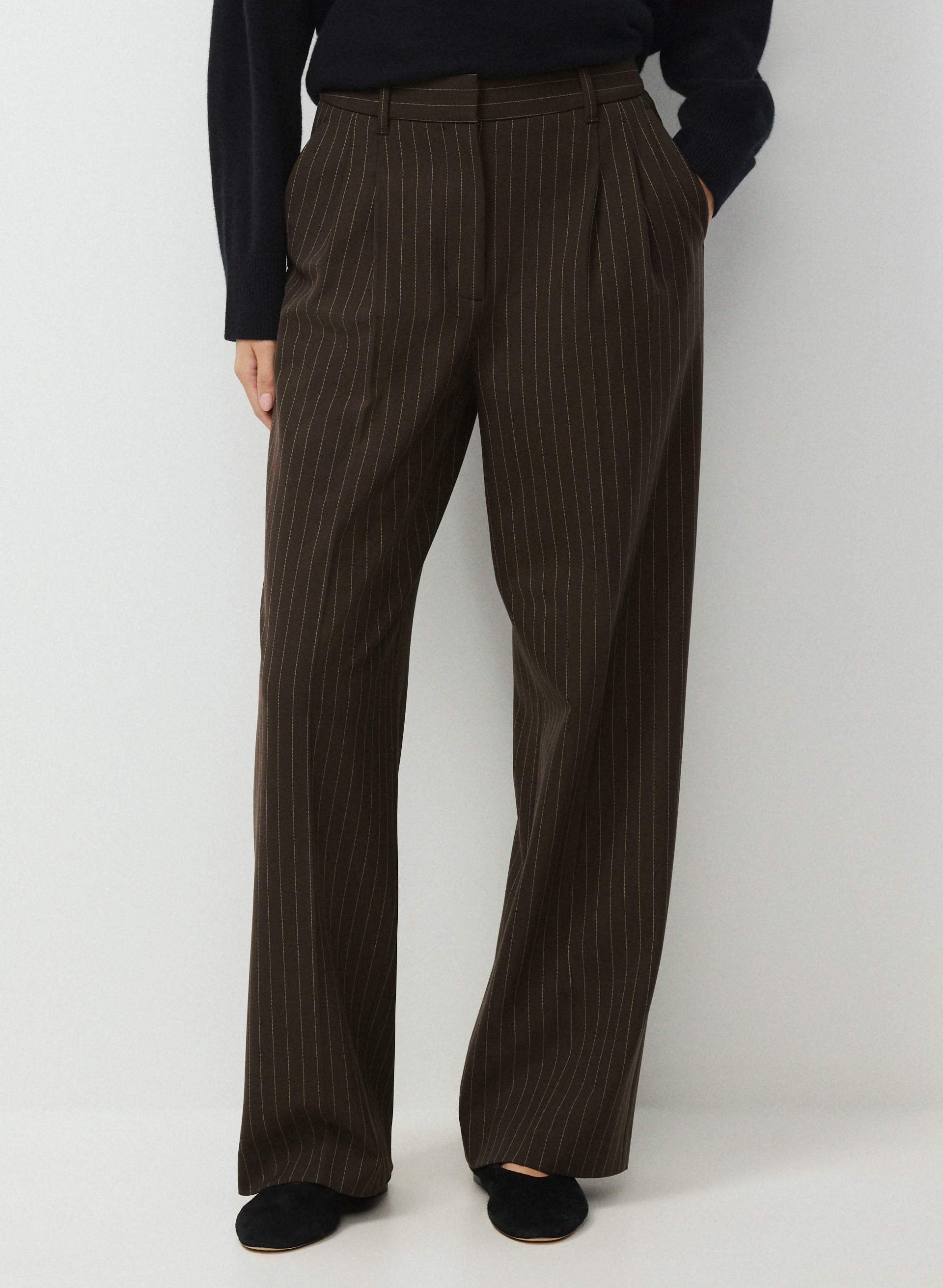 PANTALON THE EFFORTLESS PANT™ - Pantalon habillé légèrement structuré à taille haute et à jambe large en tissu croisé. 