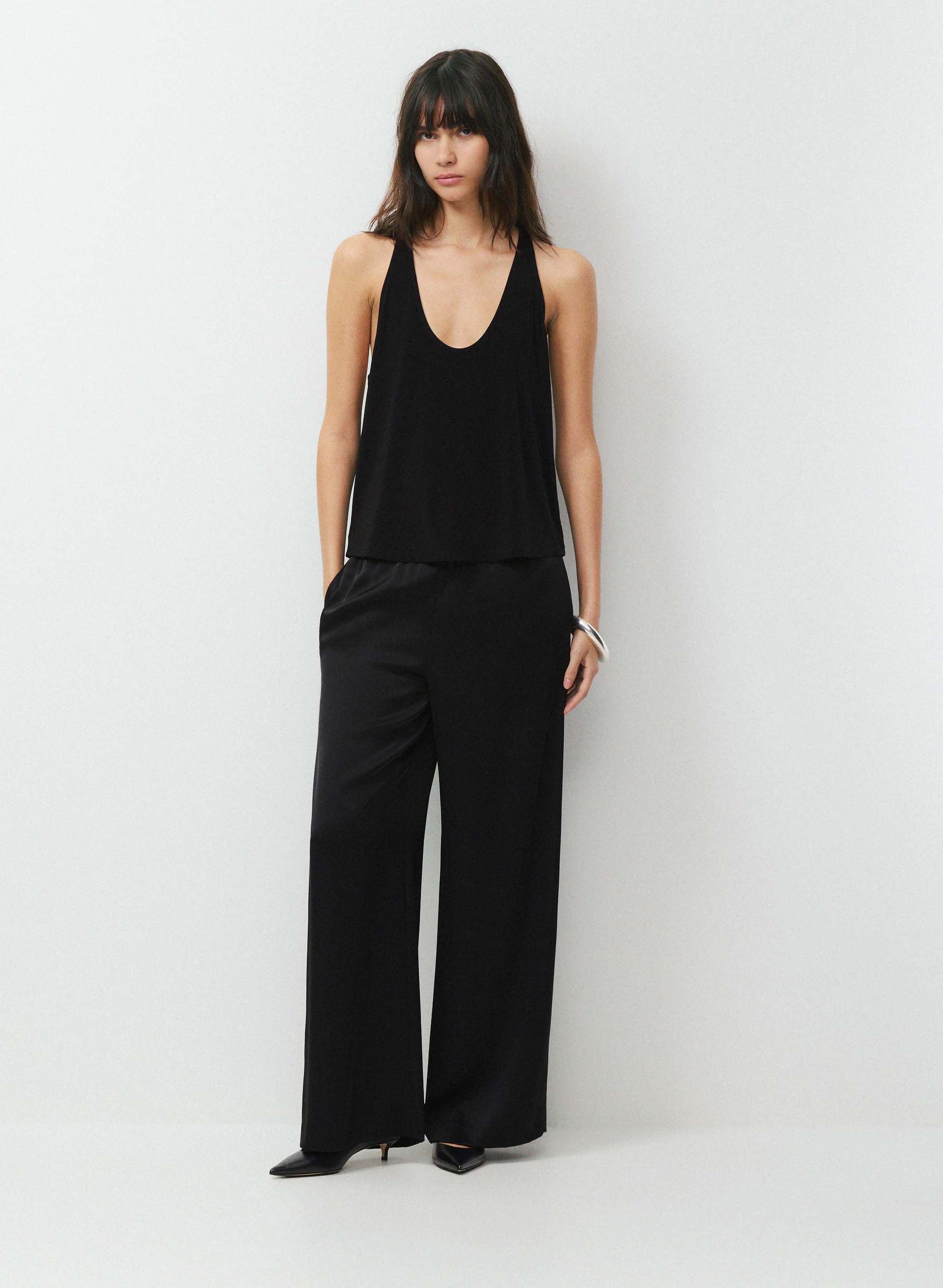THE LODGE PANT™ SATIN - Japanese double satin relaxed wide-leg pull-on pants. 