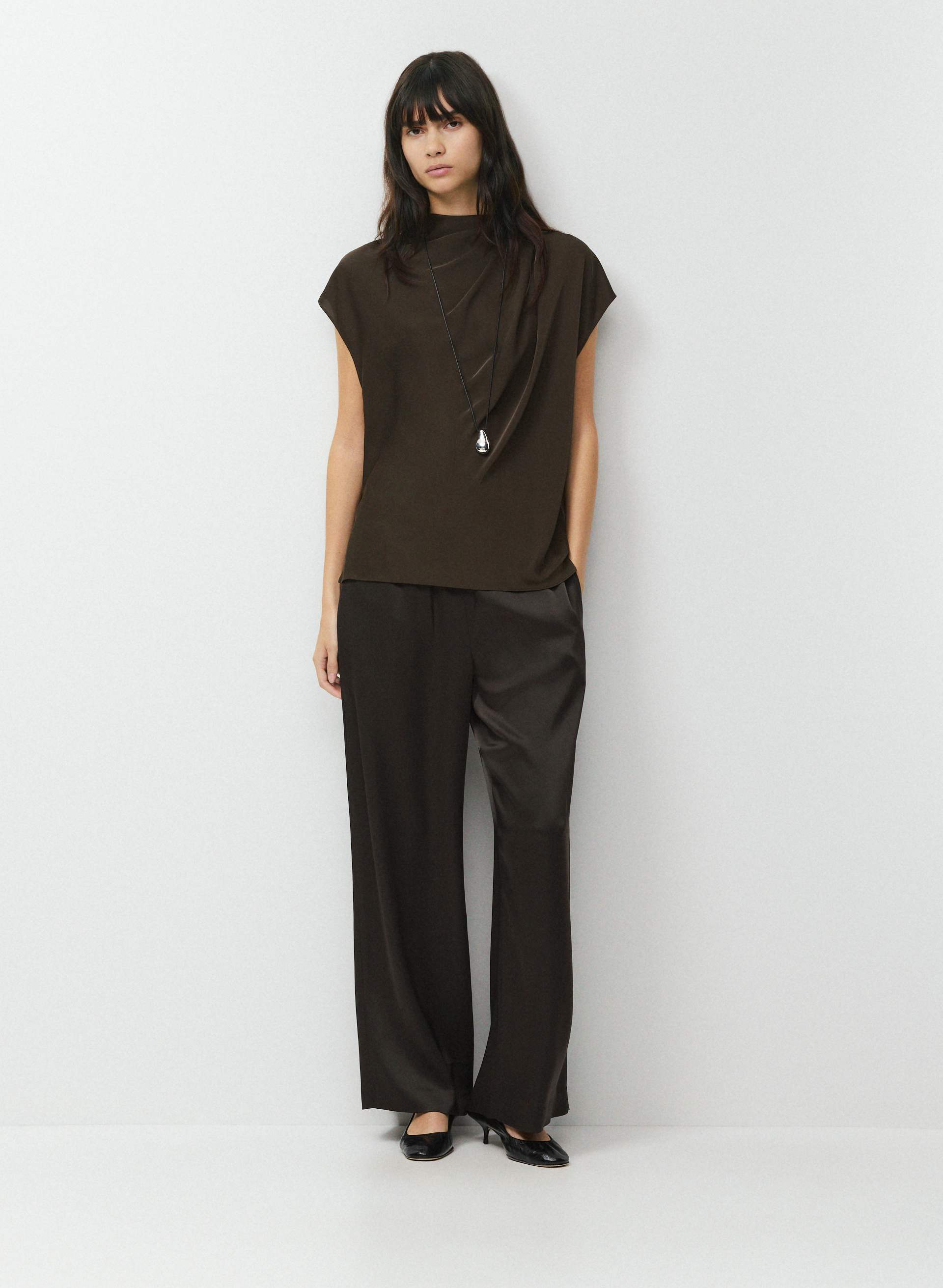 THE LODGE PANT™ SATIN - Japanese double satin relaxed wide-leg pull-on pants. 