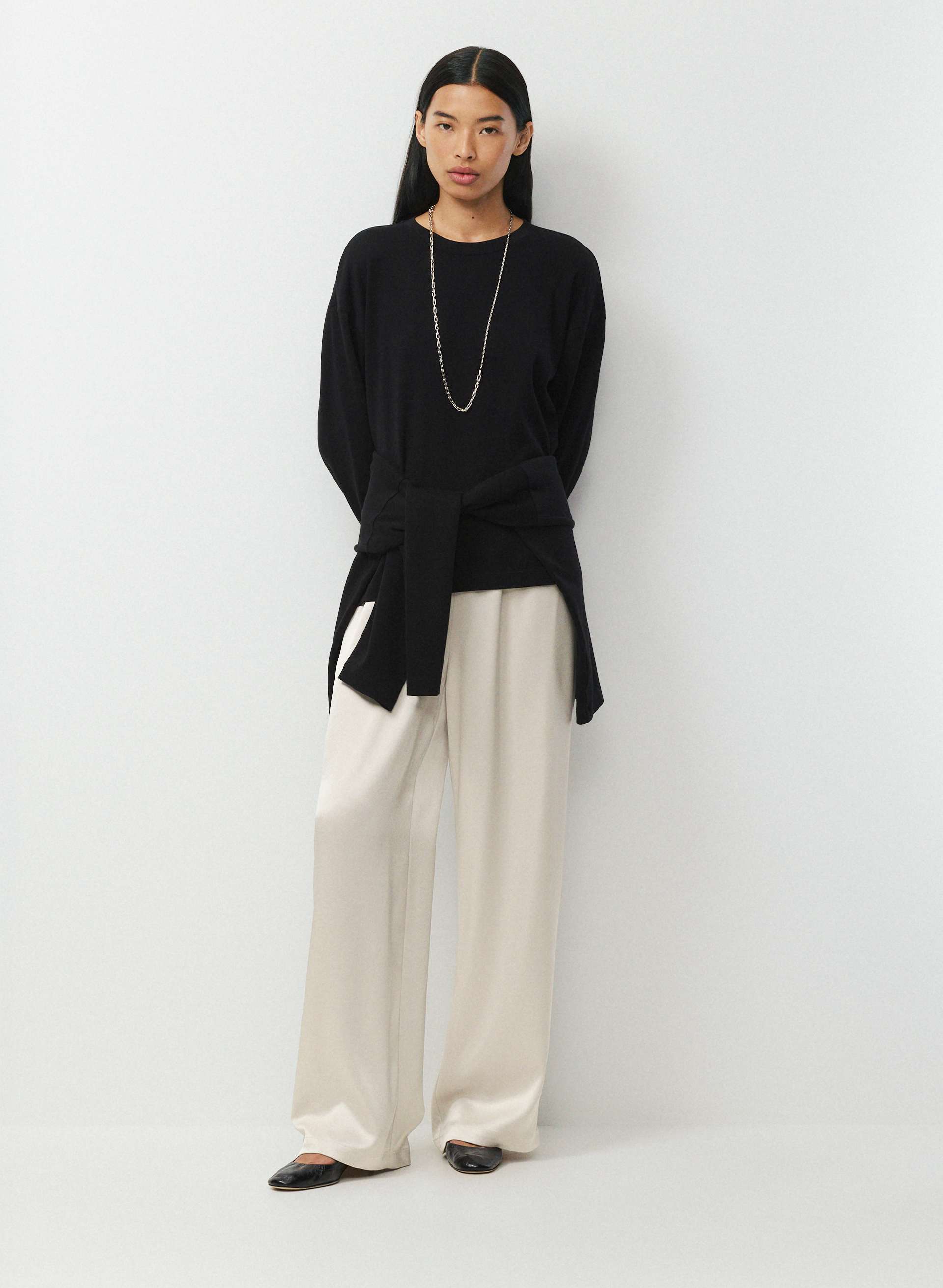 ARCHER SATIN PANT - Double satin high-rise pull-on pants. 