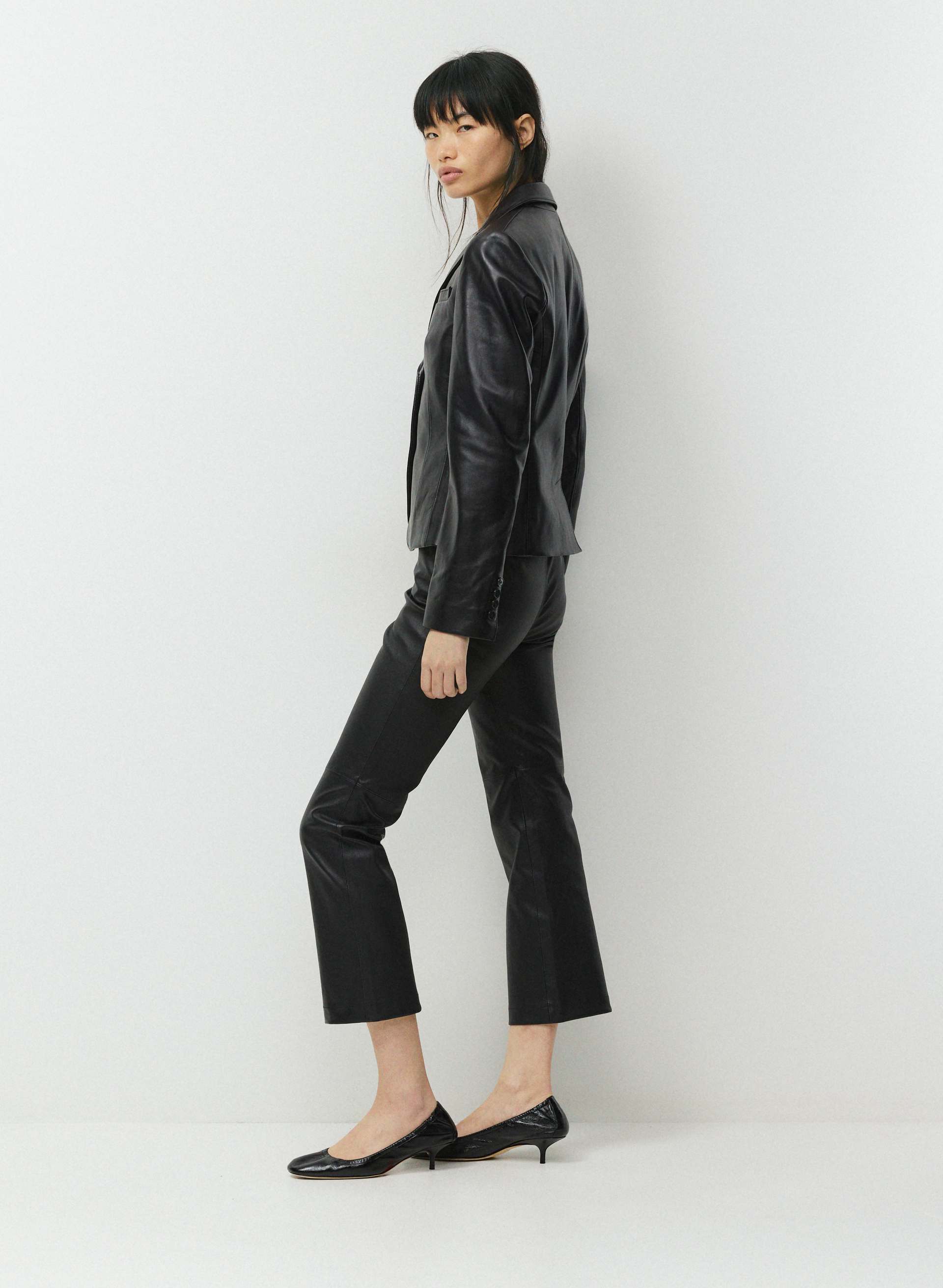 PANTALON FRANCESCA - CUIR - Pantalon à jambe semi-évasée tout cuir nappa. 