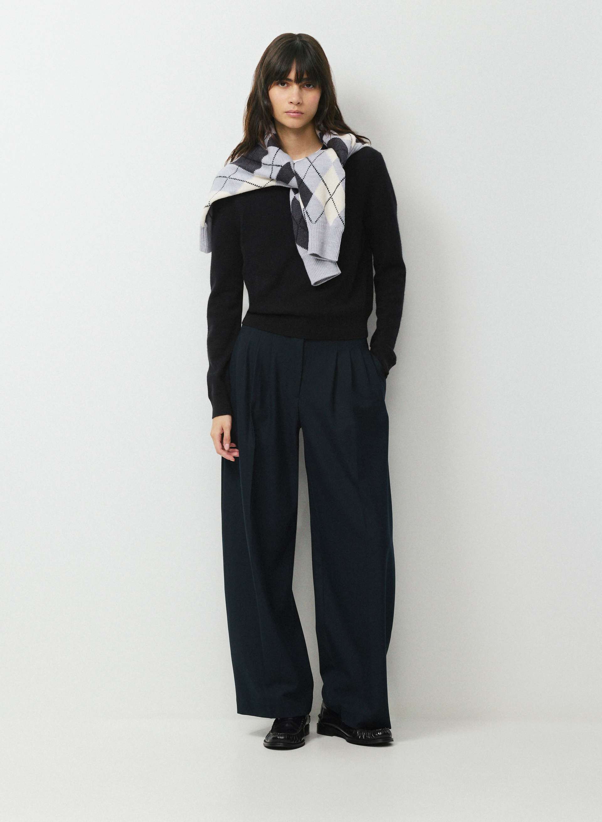 PANTALON HAMPSHIRE - Pantalon plissé décontracté à taille mi-haute et à jambe large. 