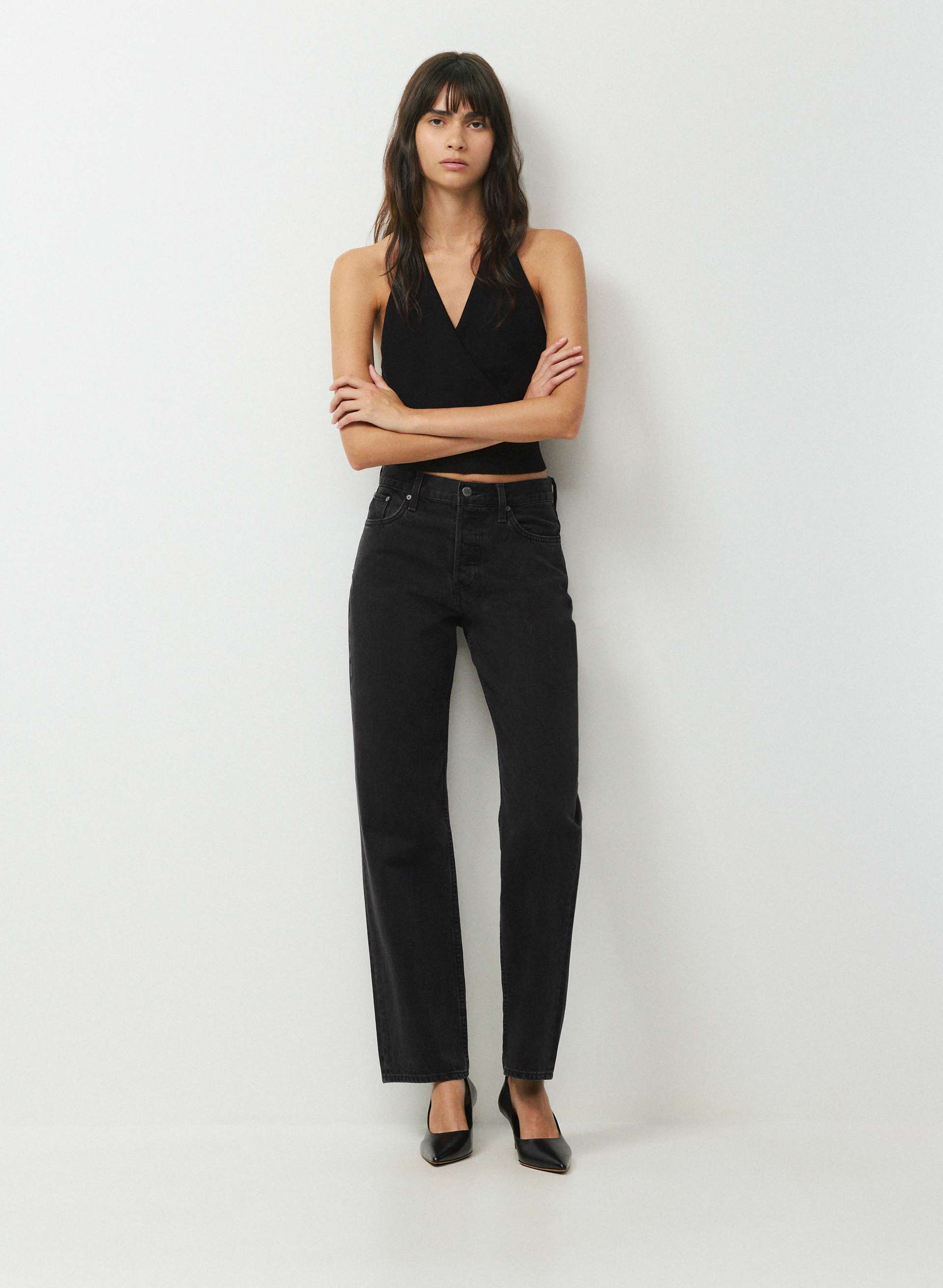 DENIM FORUM JEAN 004 DROIT À TAILLE HAUTE - Jean non extensible à taille haute et à jambe droite entièrement fait de coton régénérateur. 