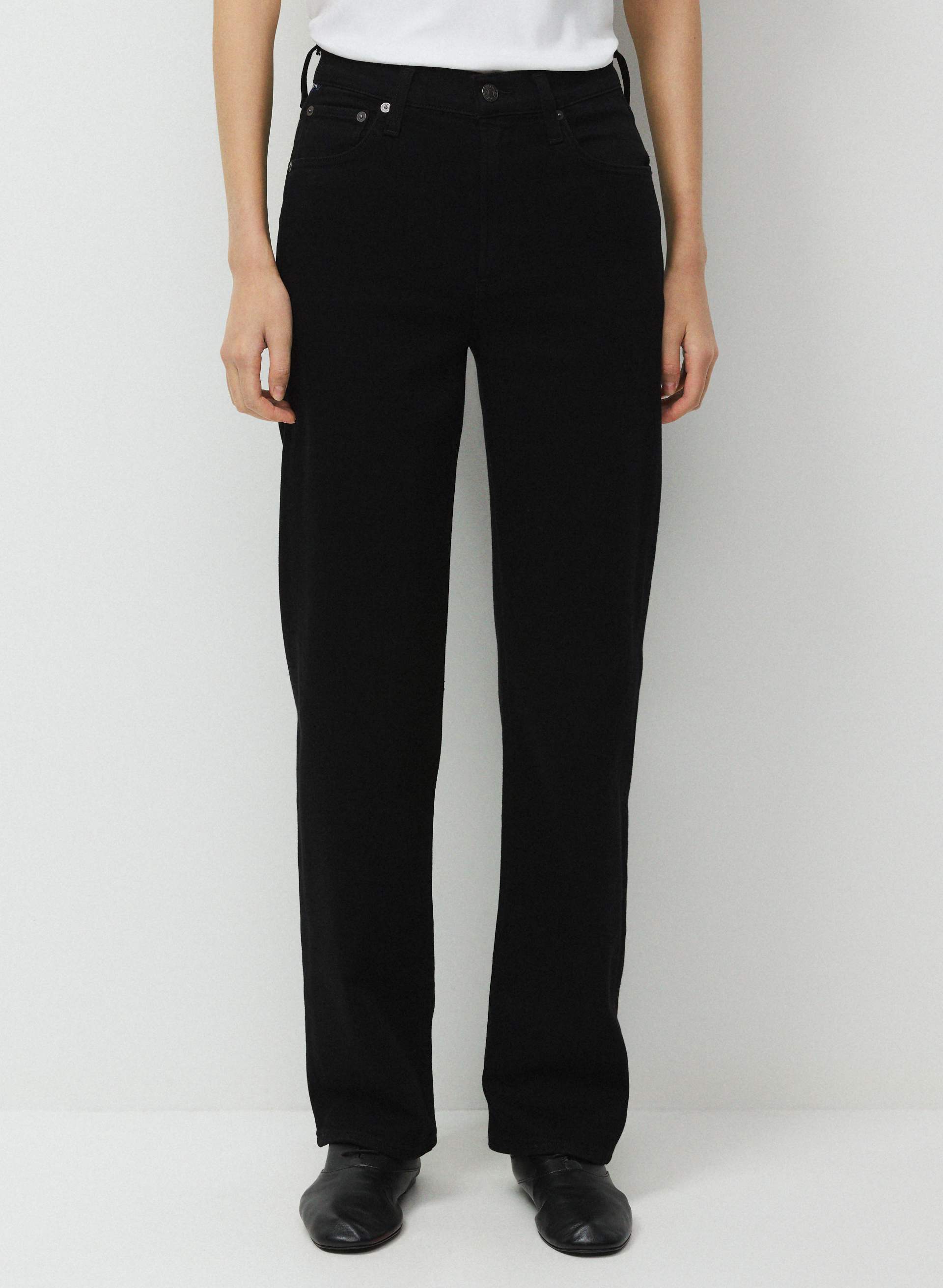 CITIZENS OF HUMANITY PALMA LONG JEAN - High-rise, straight-leg jeans made with denim-cashmere blend. 