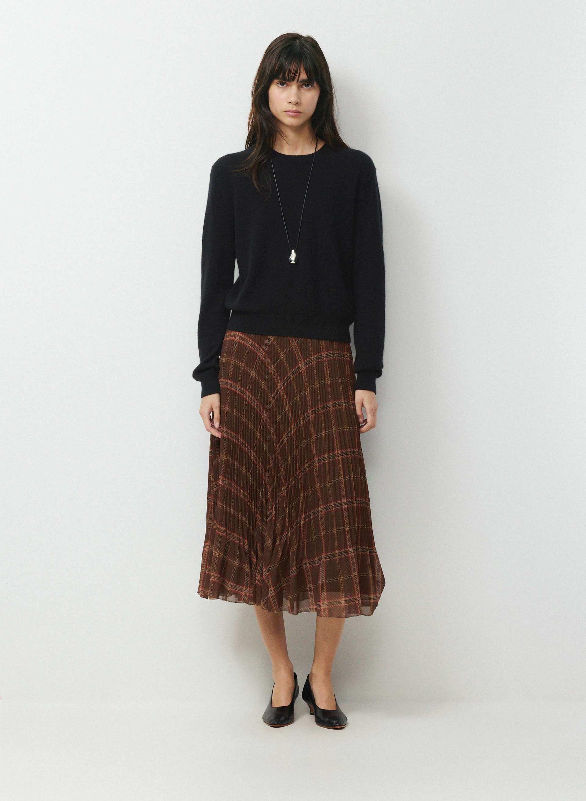 TWIRL SKIRT - Pleated chiffon midi skirt. 