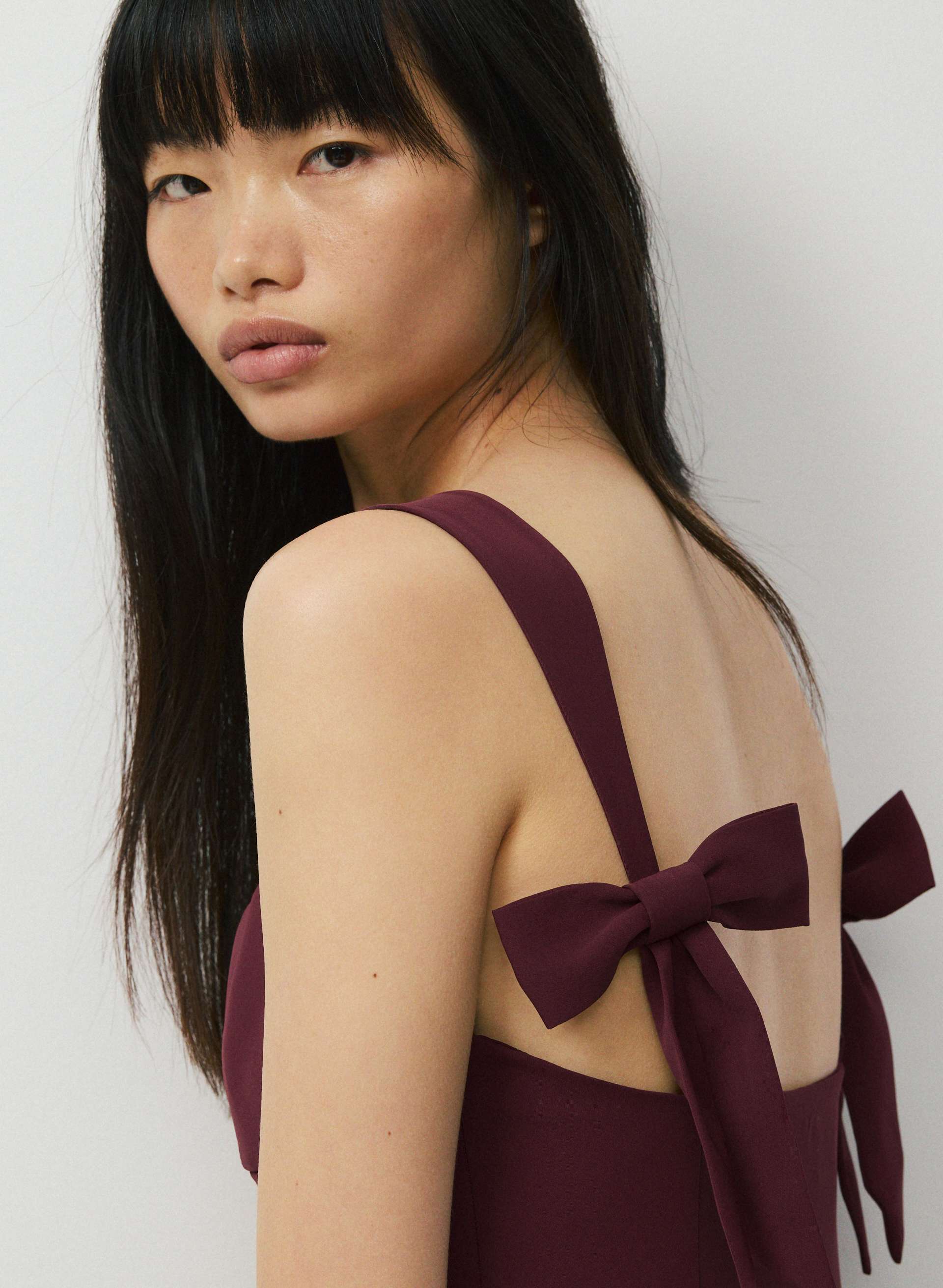 DOLLOP DRESS - Fit-and-flare dress with a square neckline and bows. 
